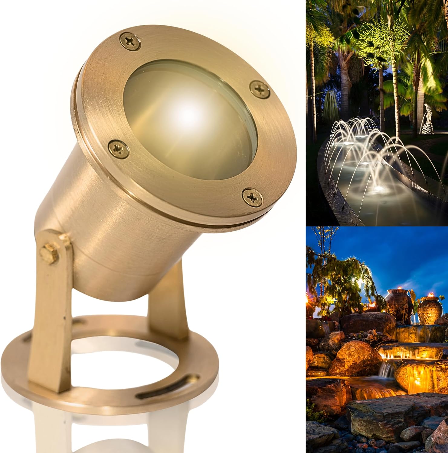 Underwater Light 113 Solid Brass Pond Light Submersible Waterfall Pool Fountain Light for Bright Long Lasting Home Garden Patio Pool (Without Bulb)
