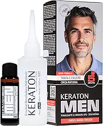 Keraton Coloração Semi-Permanente Em Creme Para Cabelos Sem Amônia Com Cistina Para Cabelos Masculino Com Ormagel Xpu® Men 30Ml Cinza Natural