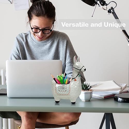 Miniatura 2 de LLOTSA Llamas Maceta de llama de cerámica para plantas suculentas, bonita decoración de alpaca para el hogar, la oficina 8 12 de alto con agujeros