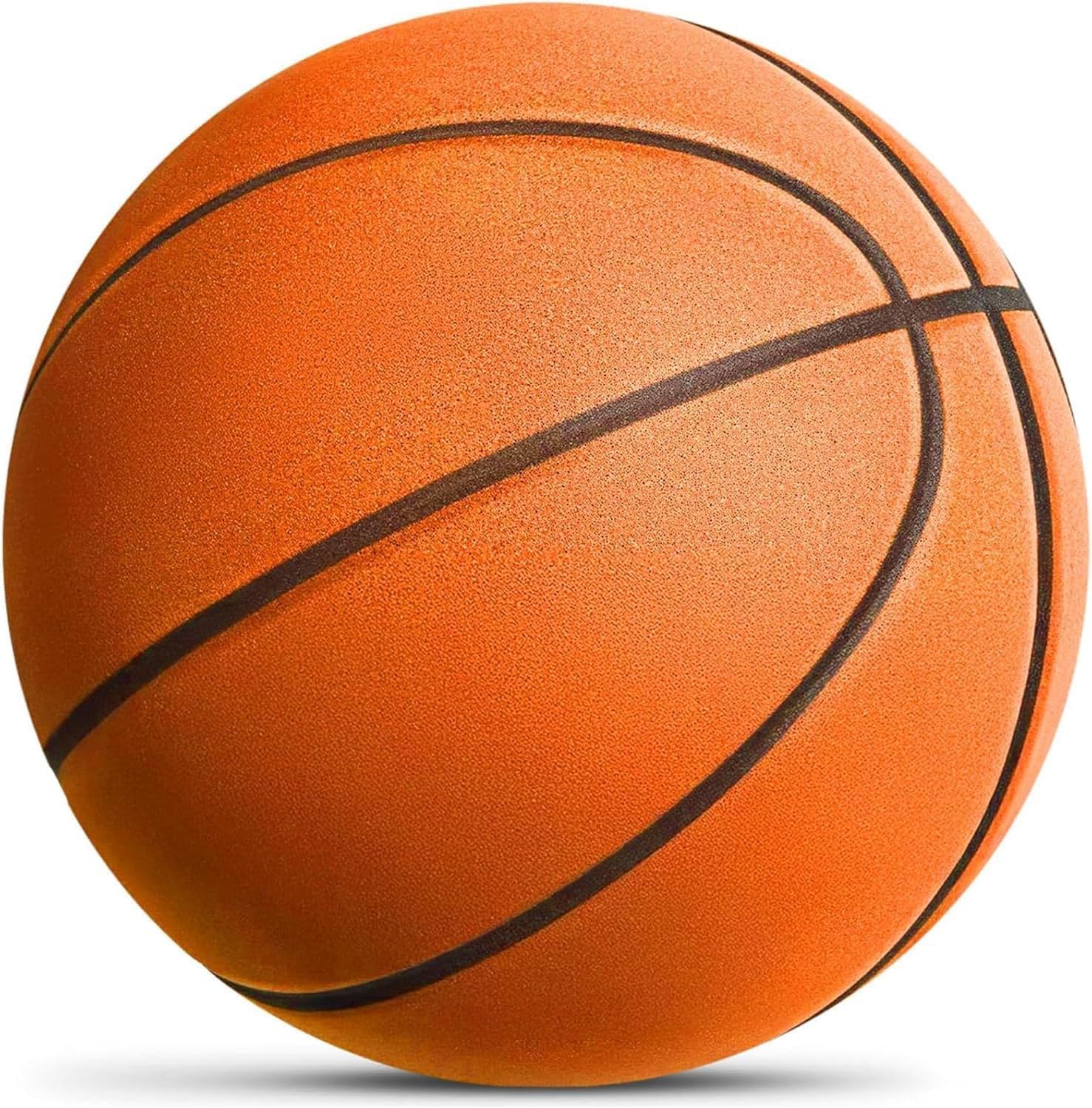 Silent Basketball Official (29.5") or Women's 28.5" - Grooved PU Foam Design for Realistic Bounce, Airless Indoor Training Ball, Quiet Dribbling Never Flat - Ideal Gift for Youth Orange