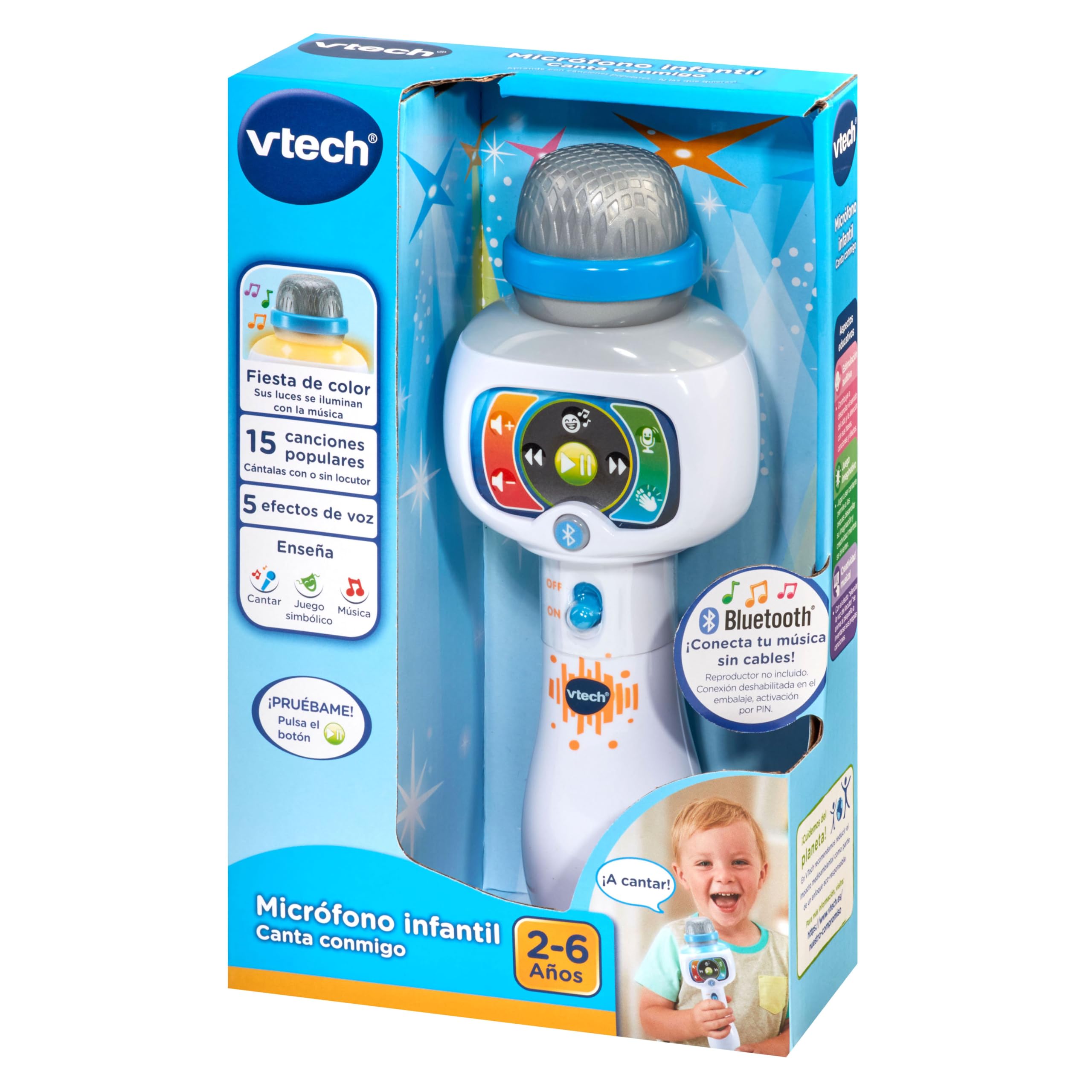 VTech - Micrófono Infantil Karaoke Canta Conmigo, Juguete para niños +2 años, Color Blanco, Versión ESP