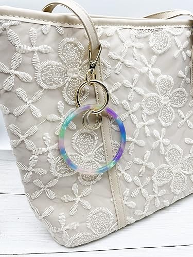Miniatura 5 de Junyuerly Pulsera de llavero para mujer, llavero redondo de acetato con clip