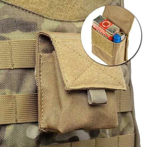Miniatura 6 de TRIWONDER Bolso táctico para cigarrillos MOLLE pequeño, bolsa militar, estuche para baterías, porta tarjetas EDC, tarjetero, ranura para encendedor,