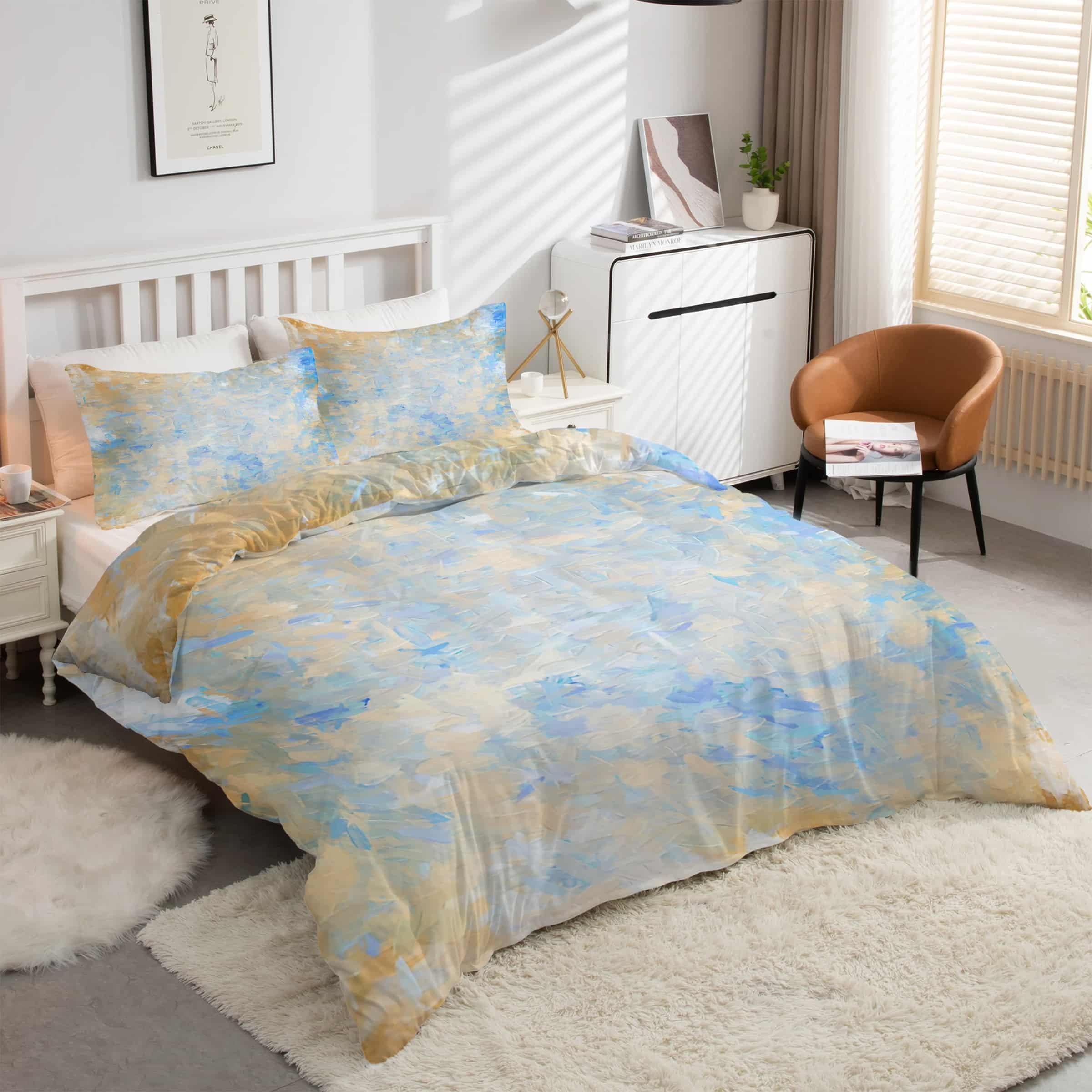 Parure de lit 90x190 peinture à l'huile avec housse de couette en microfibre kK518