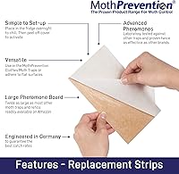 Vista 2 de Clothes Moth Trap Replacement Strips (6 Strips in Total) - Refills for MothPrevention Moth Traps - for Closets & Clothing