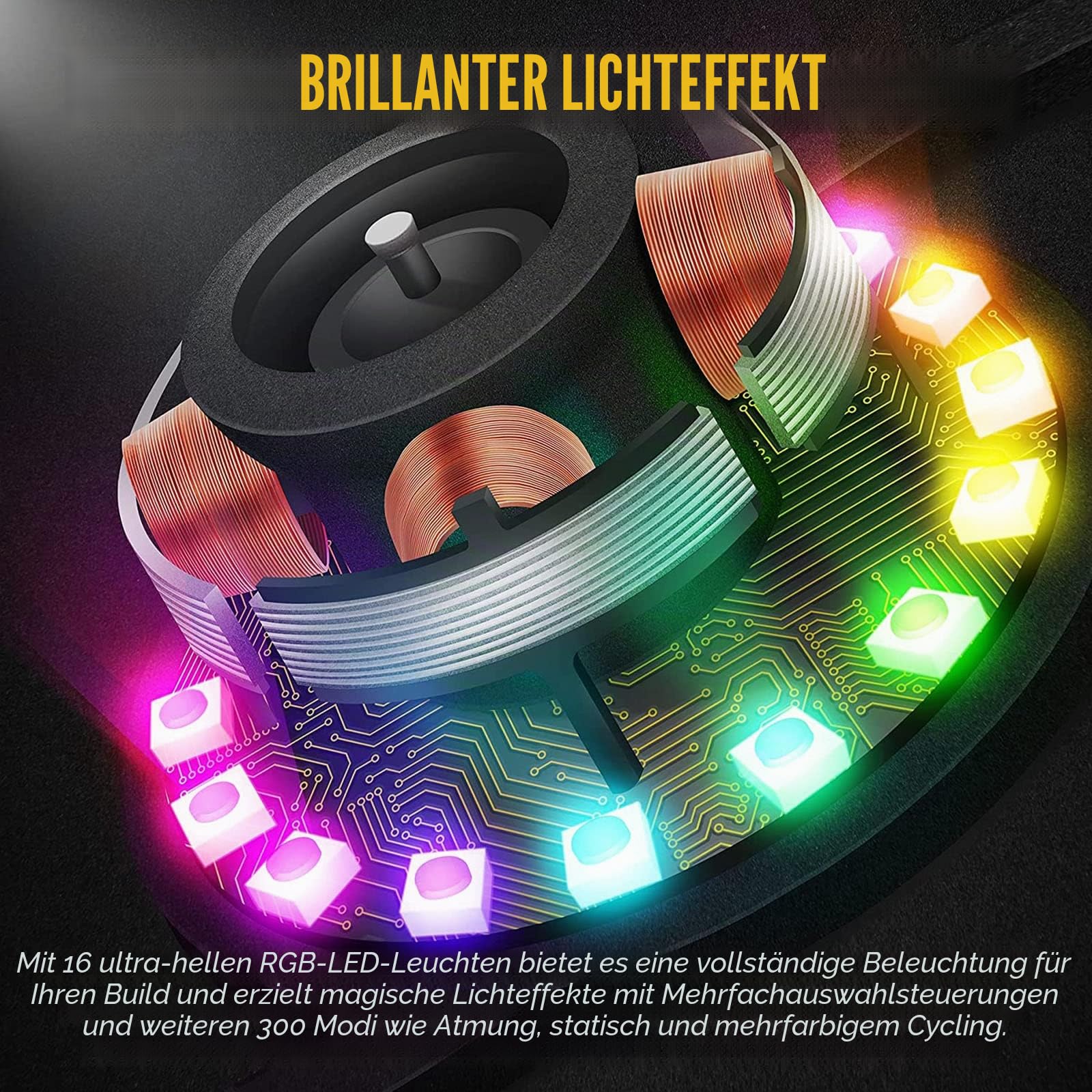 6 x Lüfter weiß LED ARGB bunt PC Gehäuse 120 mm Fan White Hub LED RGB mit Fernbedienung AURA SYNC 3 PIN leise hoher Luftstrom für Kühlung Desktop