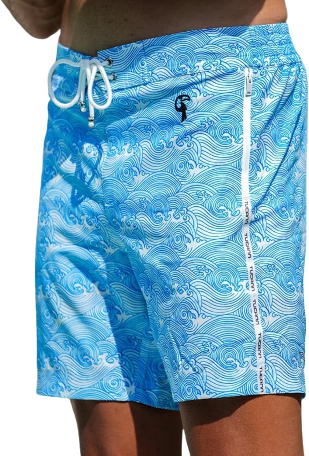 Tucann Men's Trunks 7" Compression Liner Quick Dry Zipper Pocket Chlorine Resistan 4 Way Stretch Swim Shorts for Men