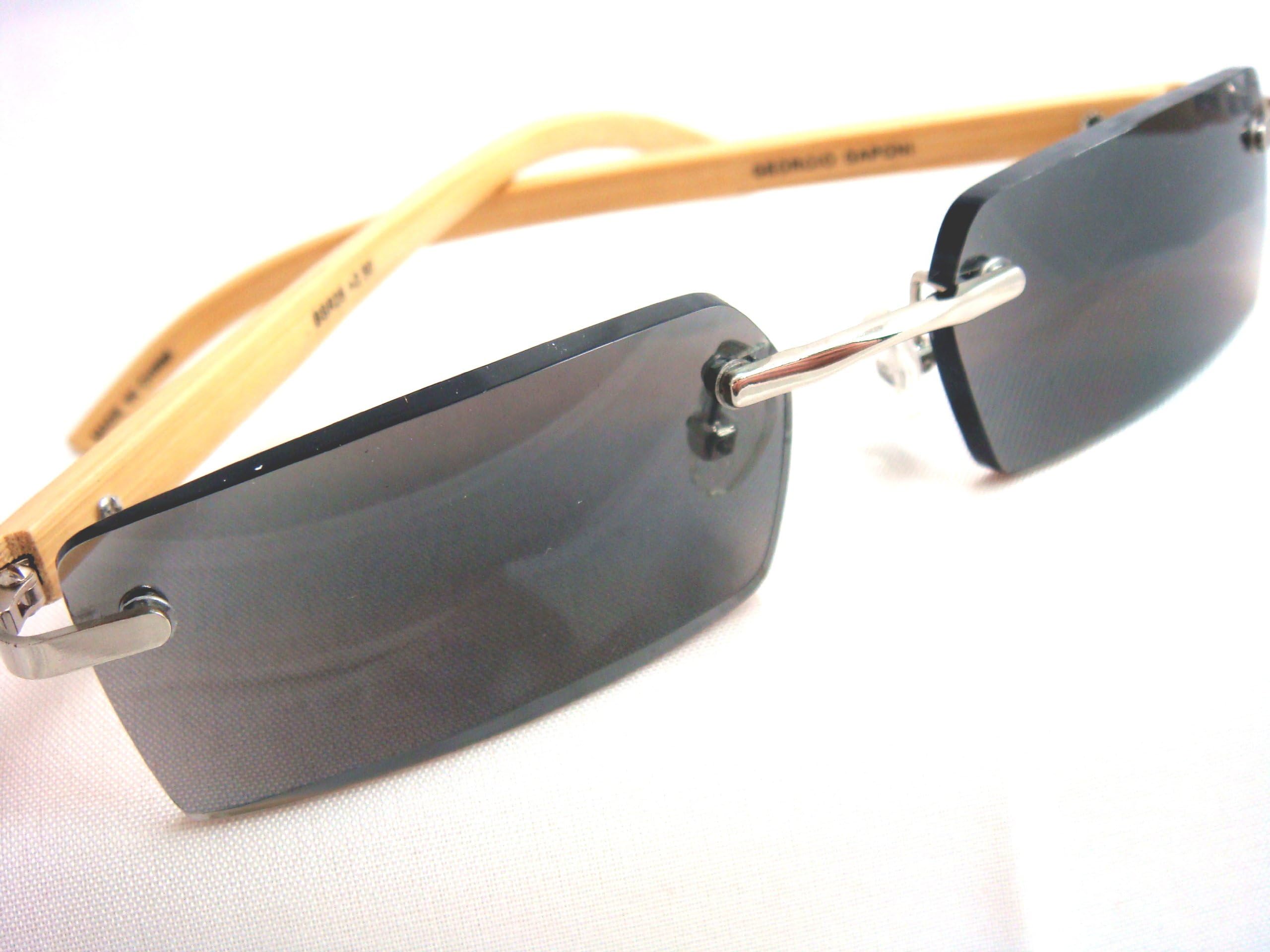 Bamboo Rimless Sun Reader Sunglasses by Georgio Caponi - +1.50 w/Case