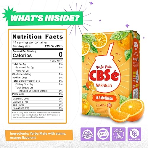 Miniatura 6 de Yerba Mate CBSe Sabor a Naranja, 1.1 libras, de Argentina
