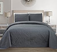 Vista 4 de Fancy Collection Solid # Austin - Juego de colcha, cubrecama, estampado en relieve.