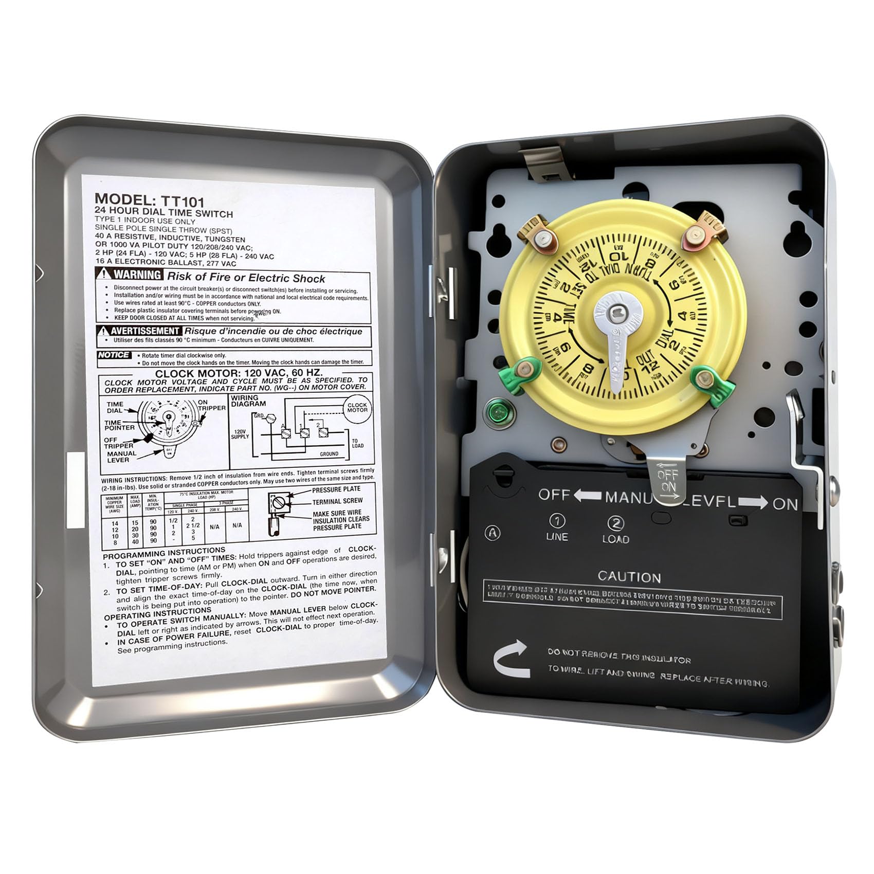 Photo 1 of Bxmgr T101 Mechanical Pool Timer Switch, 120V, 40A, 24-Hour, 12 ON/Off Cycles
