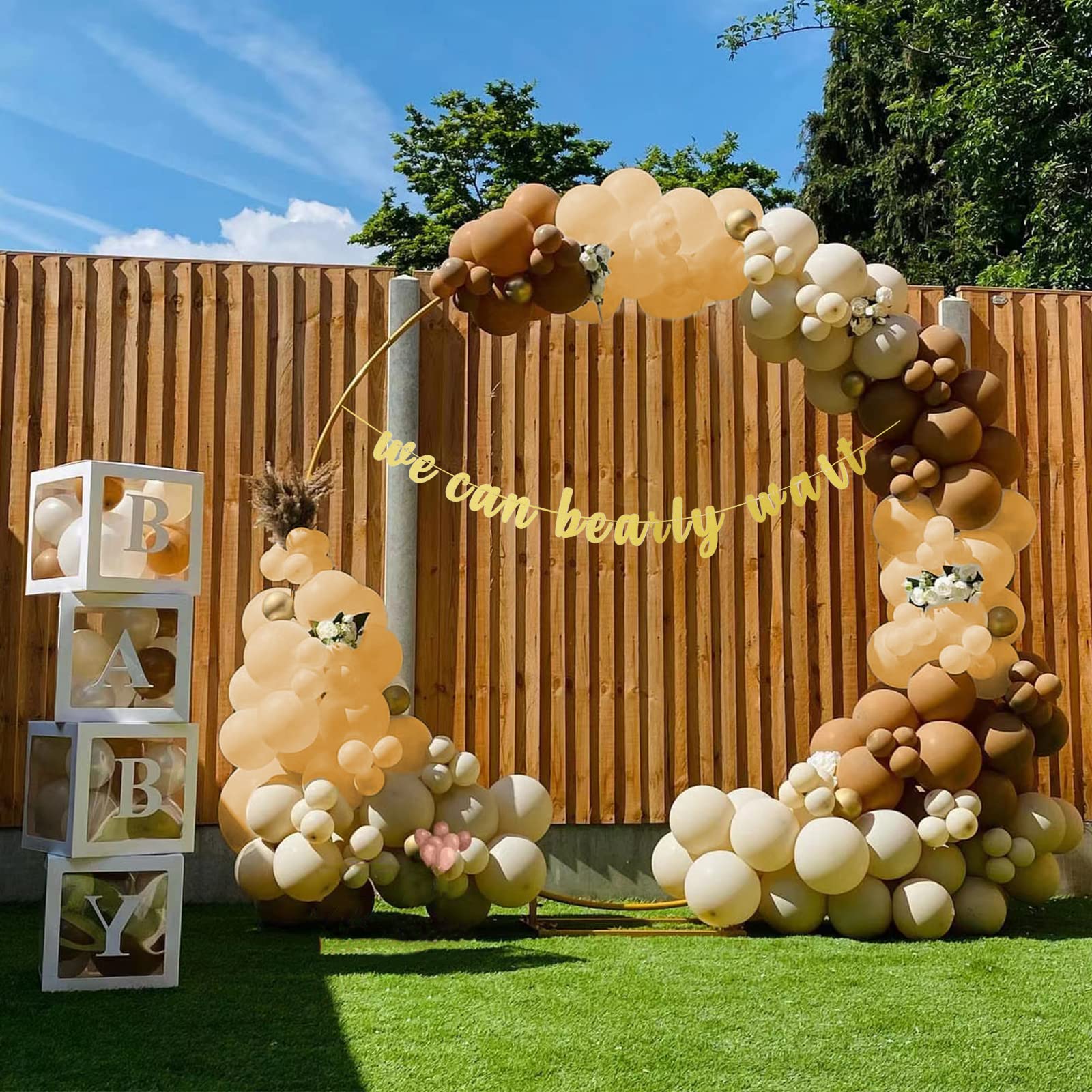 Teddy Bear Baby Shower Decorations Balloon Boxes 145 Pcs Brown ...