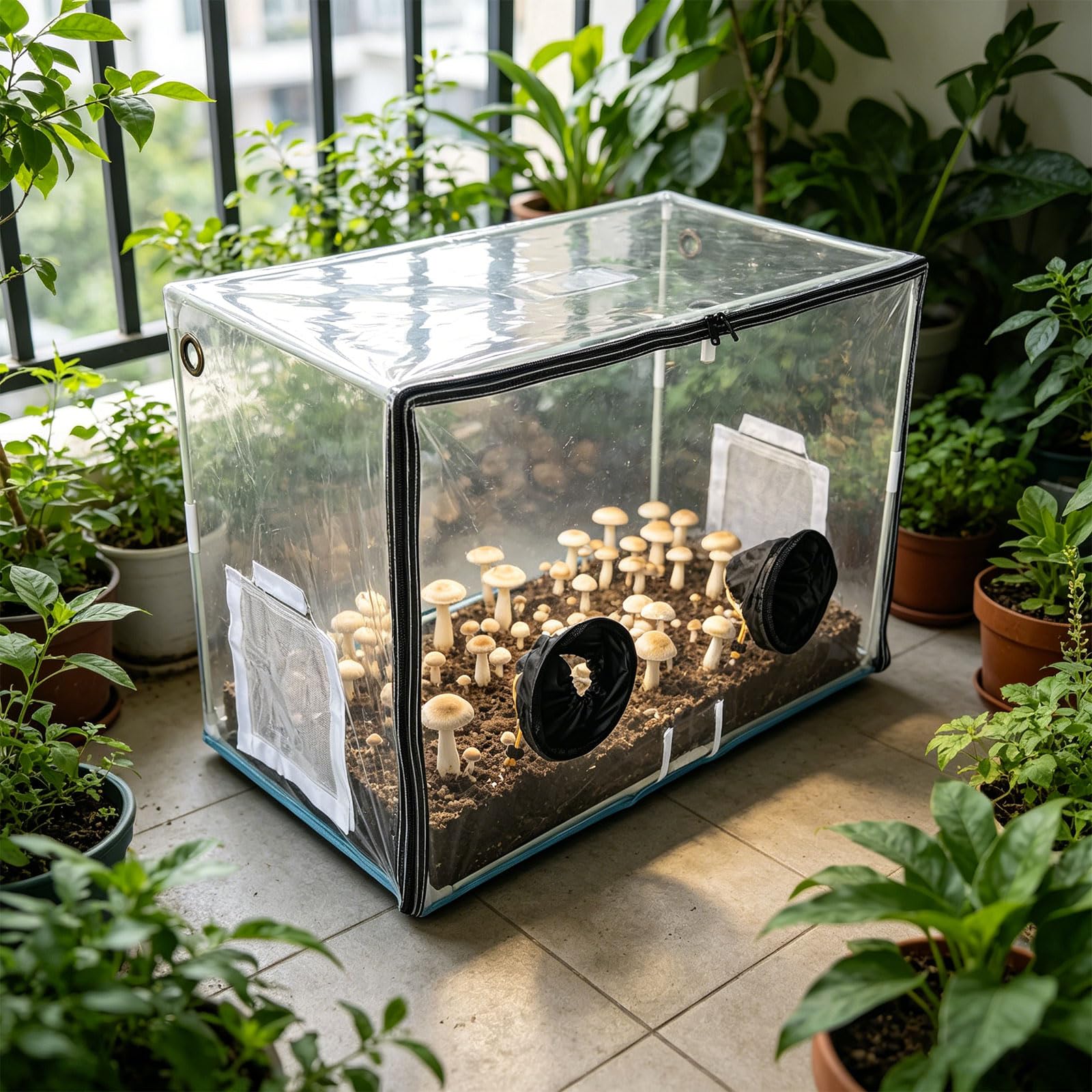 Forniture da giardinaggio per interni per la crescita funghi con struttura in PVC impermeabile per piantare in casa set funghi per hobby