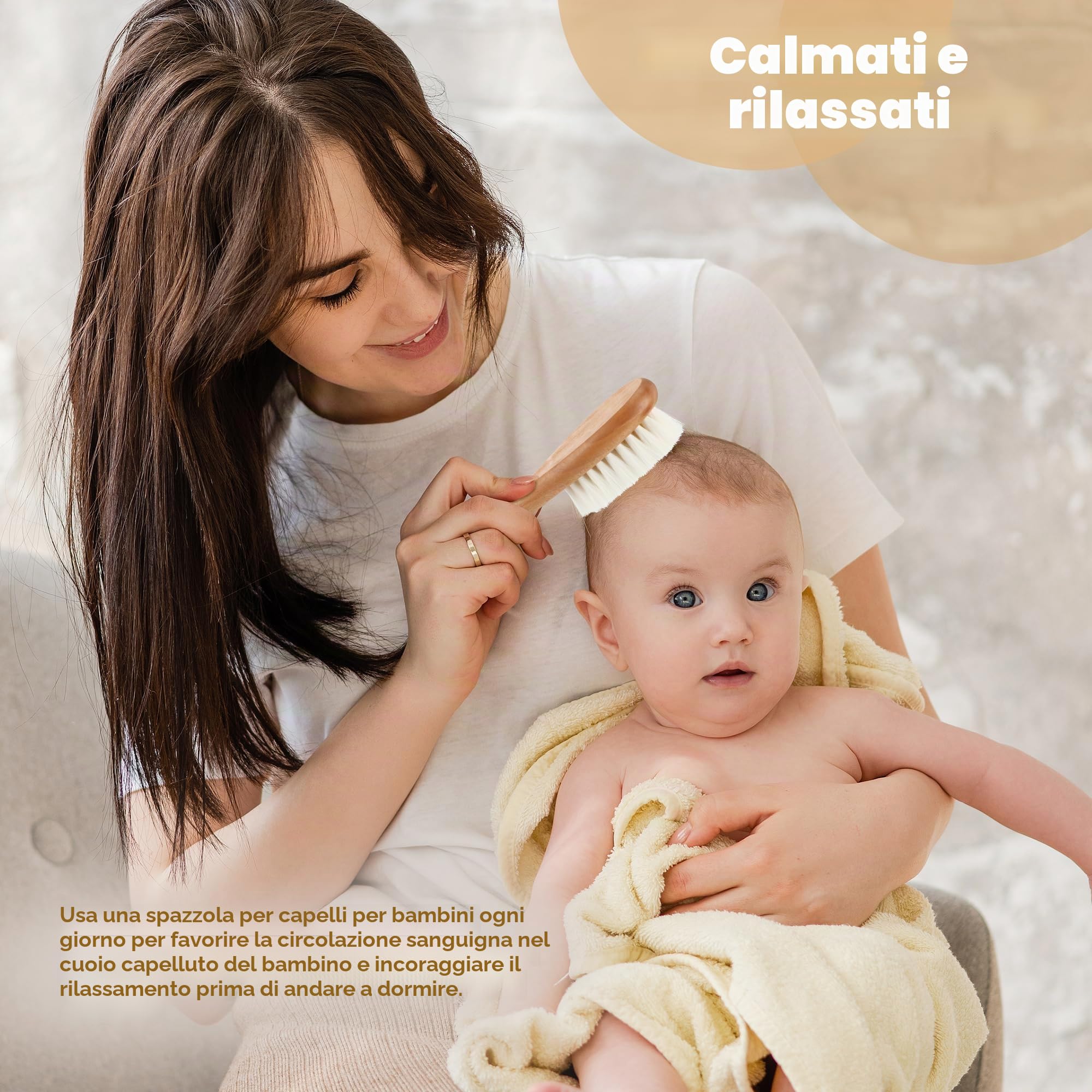 Set di pettini per bambini, in legno naturale, con setole morbide di capra, per neonati, cura del cuoio capelluto, accessori per bambini