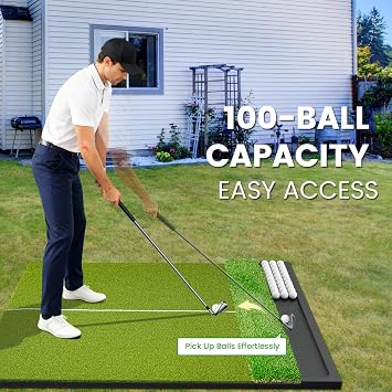 Golf Hitting Mat with Ball Tray - 5x4/6x4 26/31mm Fairway & Rough Turf