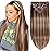 Clip in Hair Extensions Real Human Hair 4.2oz/120g 8pcs Chocolate Brown to Honey Blonde Human Hair Extensions Straight Double Weft Remy Human Hair for Black Women 20 Inch P427