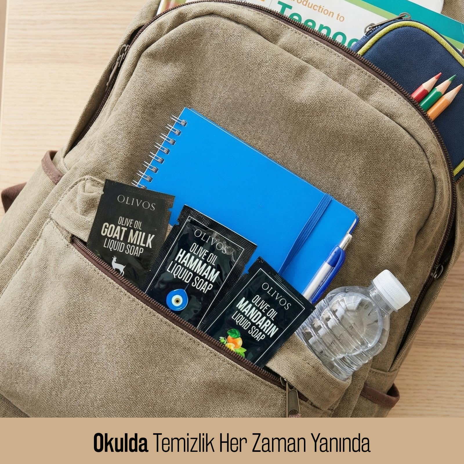 OLIVOS Tek Kullanımlık Zeytinyağlı Sıvı Sabun Seti, 2 ml x 75 Adet, Mandalina Hamam Keçi Sütü Serileri, Okul Seyahat Otel için, Paraben ve Sülfat İçermez, El Temizliği
