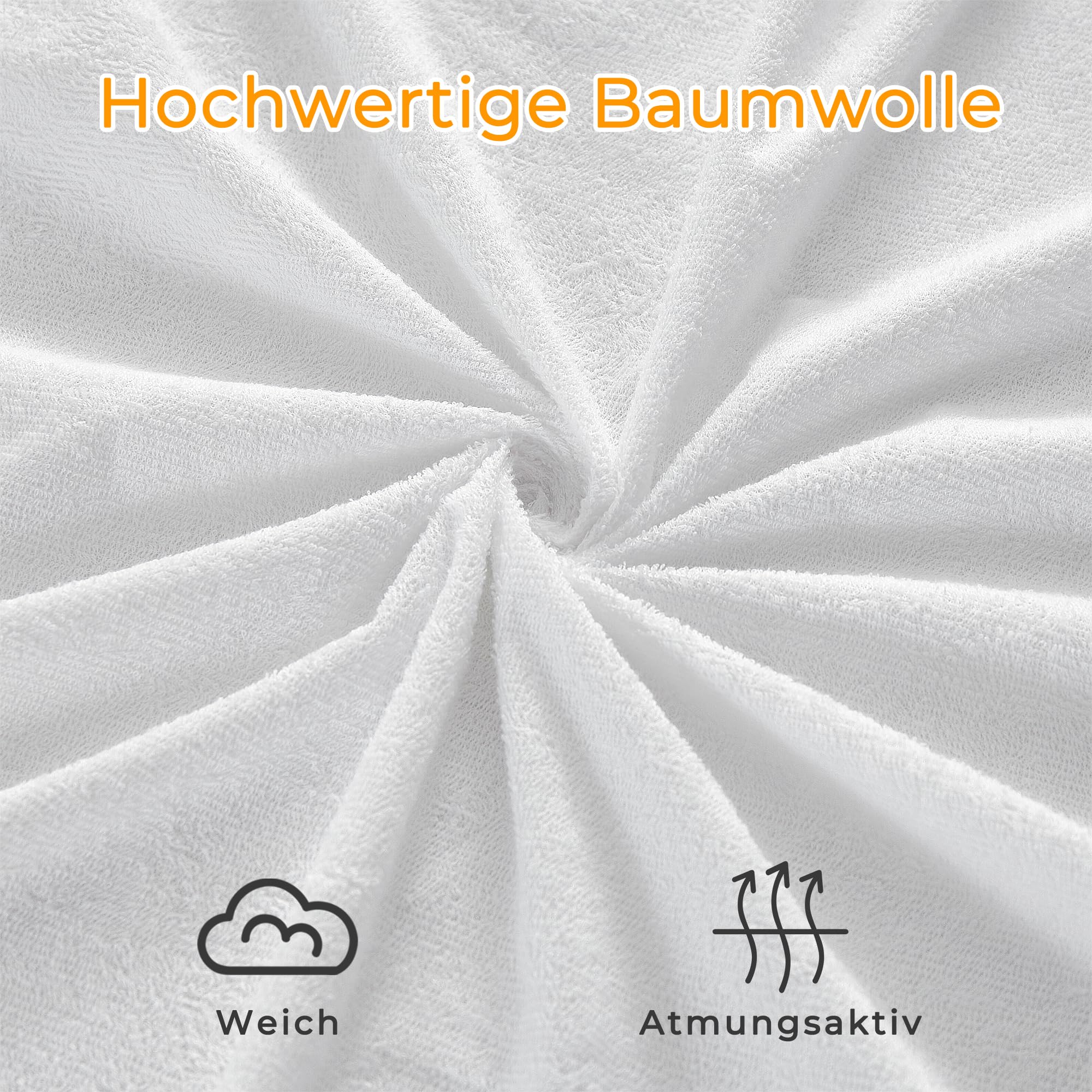 TOCOMOA Pokrowiec na materac, bawełna, wodoodporny, 160 x 200 cm, certyfikat Oeko-Tex, przy nietrzymaniu moczu, nadaje się do prania, oddychająca ochrona materaca z 4 gumkami