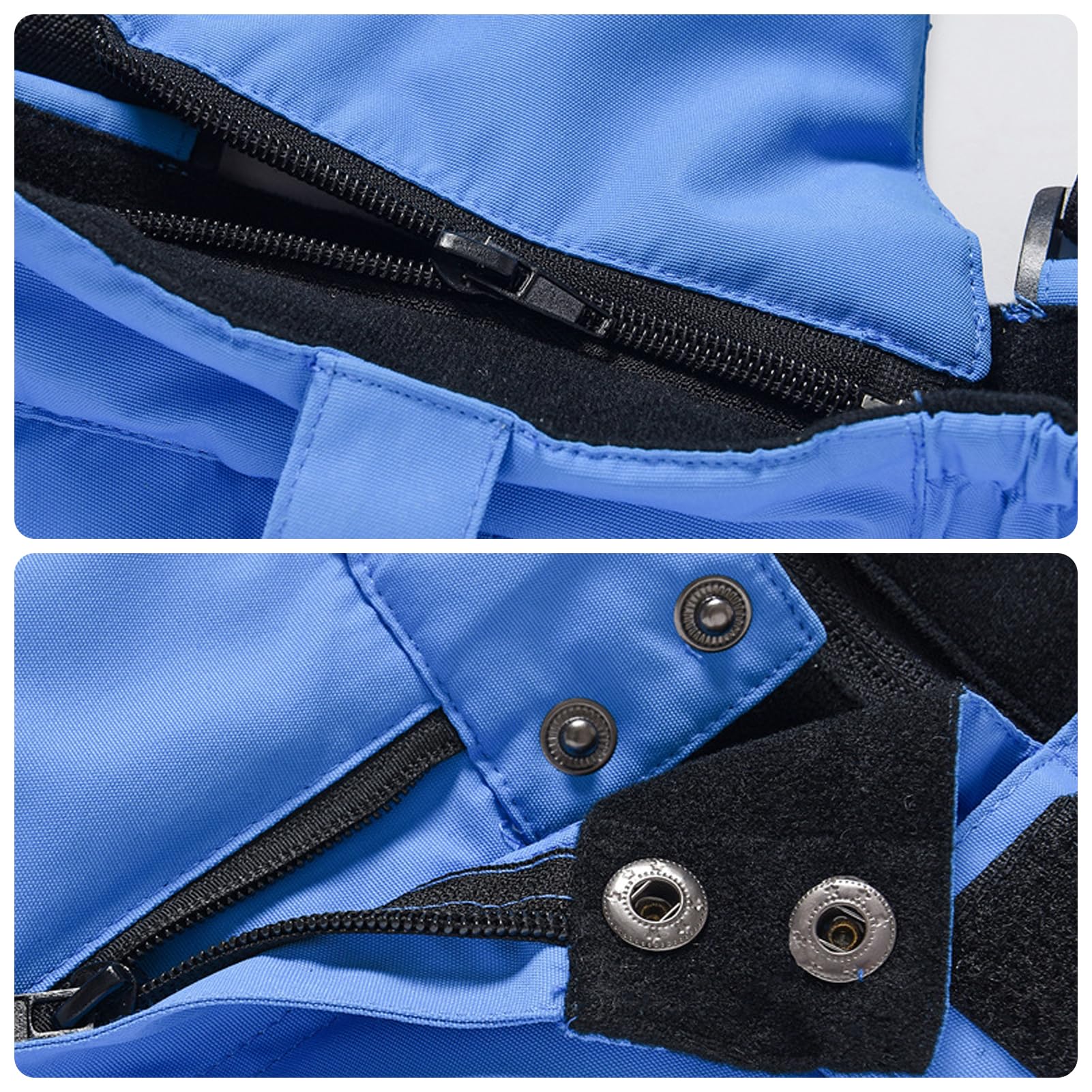 Traje de esquí infantil de 2 piezas, chaqueta de esquí con capucha y pantalones de esquí, transpirable, cálido, acolchado, traje de nieve para niños y niñas, azul real + pantalones azules de