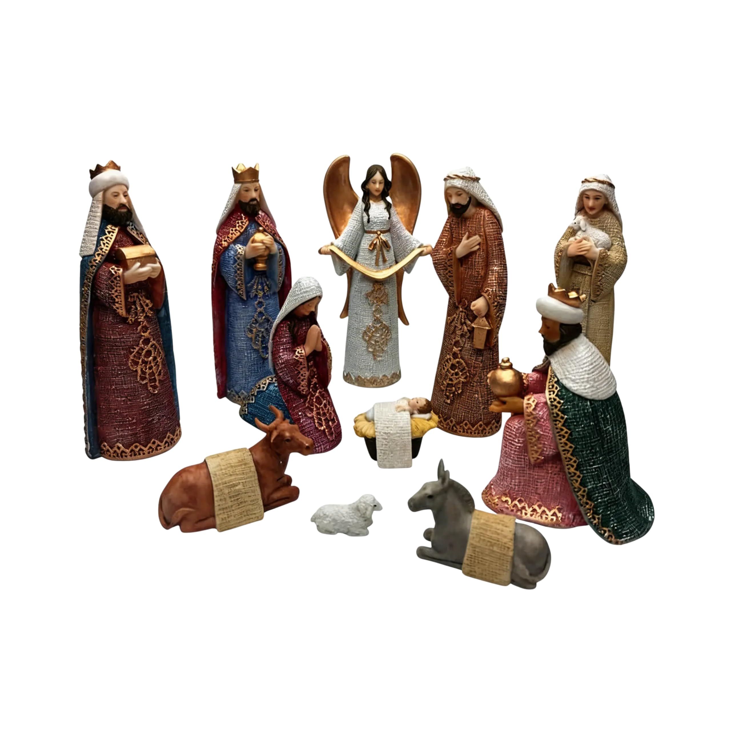 Comfy Hour 11 Figurines Nativity Scene, Traditional Christmas Religious Statue, Christ Child Mary Joseph Three Wise Men and Angel, Holiday Home Decor Accent, Polyresin Artisan Sculpture