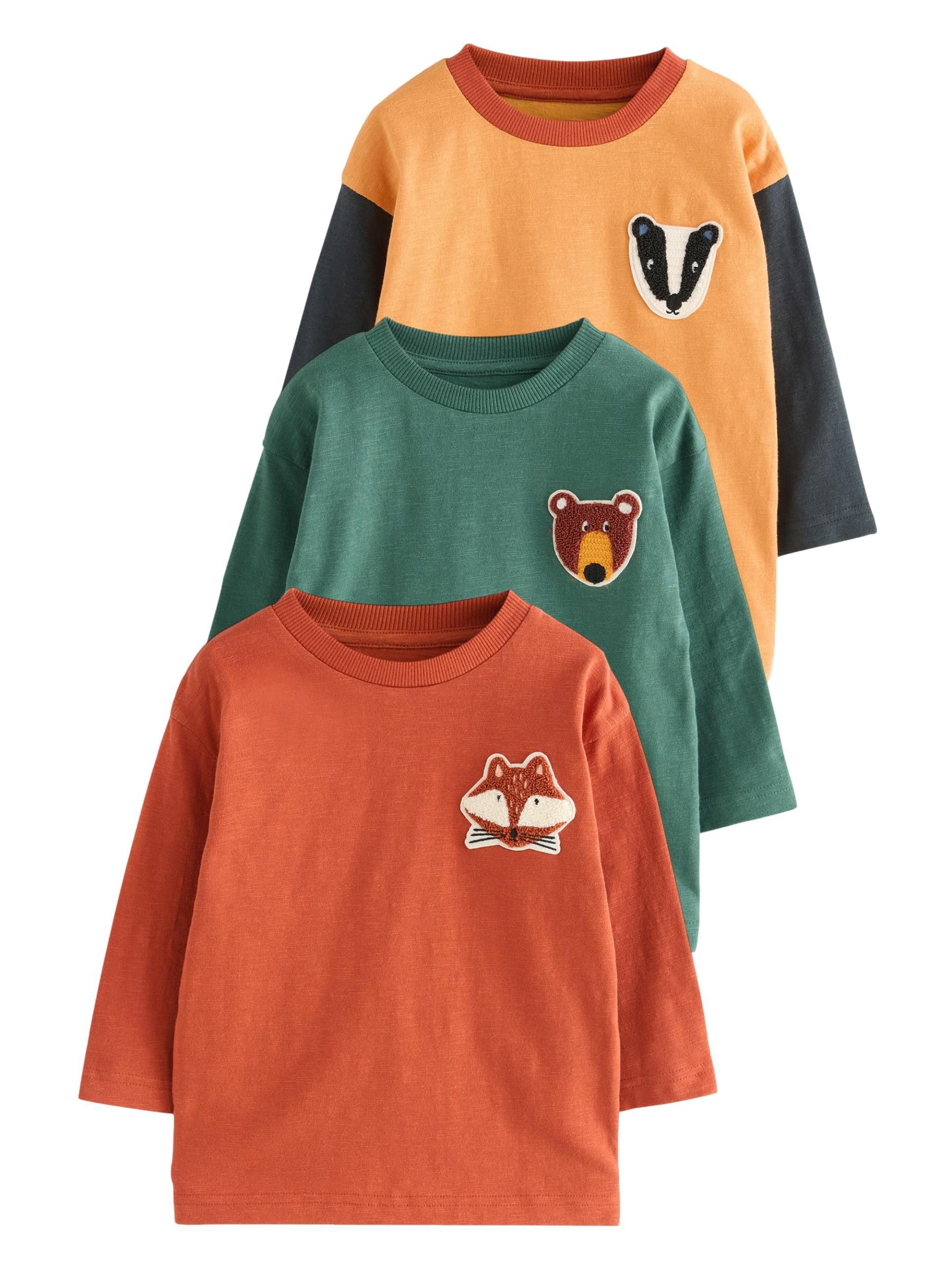NEXT Jungen Langarmshirts mit Applikation, 3er-Pack 62-122