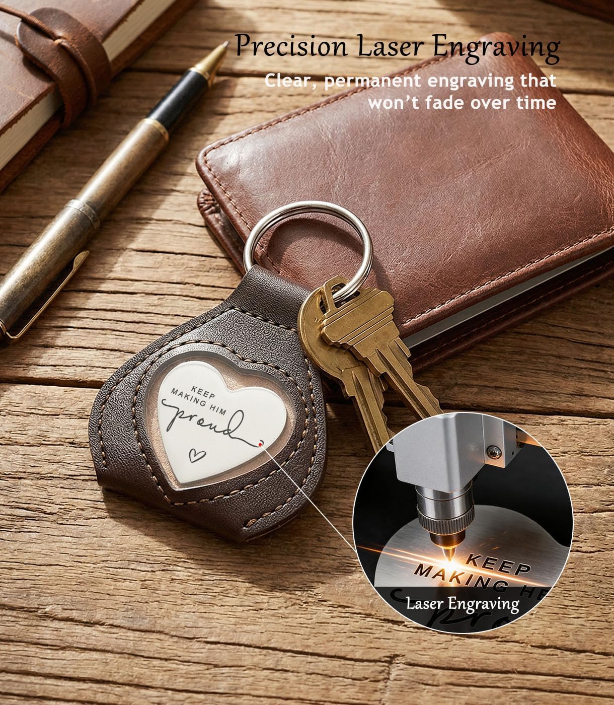 Memorial Gift for Daughter or Son, Keep Making Him Proud Heart Hug Keychain, Sympathy Bereavement Keepsake for Loss of Dad or Grandpa, Comfort Reminder Token for Grief, Gift for Father's Day