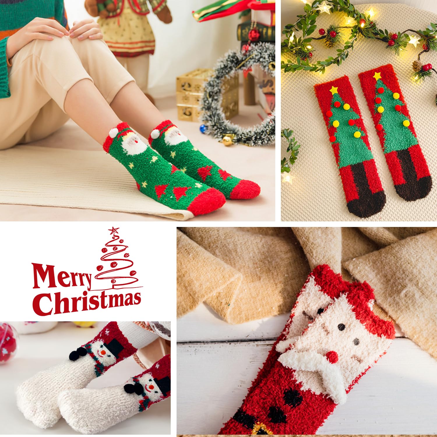 iZoeL Calzini Donna Invernali 5 Paia Calzini Natalizi Calzini Termici Calzini Natale Calzini Caldi Calzini Divertenti Calzini Fantasia - Regalo di Natale Capodanno per Adulti Donne Ragazzo Ragazza