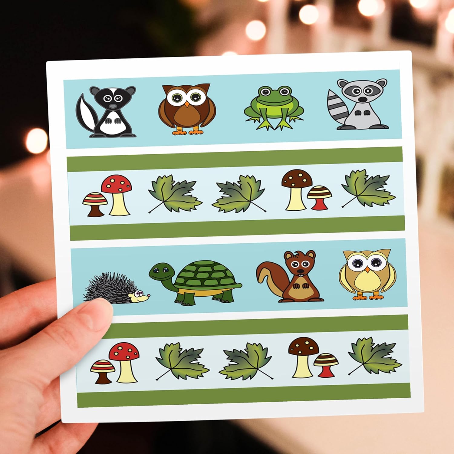 3dRose Cute Woodland Creatures Forest Print - Greeting Cards, 6 x 6 inches, set of 12 (gc_13806_2)