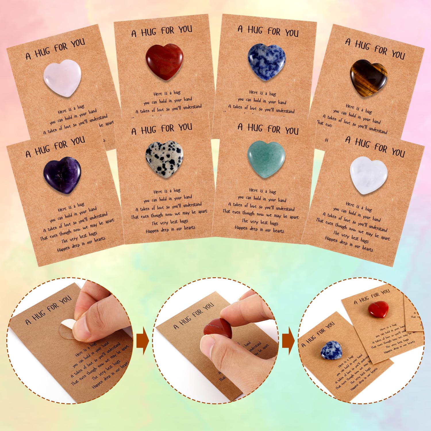 8 Sets Natural Stones Pocket Hug Token Bulk Hug Cards With Heart * Stones Greeting Cards Keepsake Exchange Card Relationship Gift For Colleagues Family Distance Social Present G 601099639883789 - View #14
