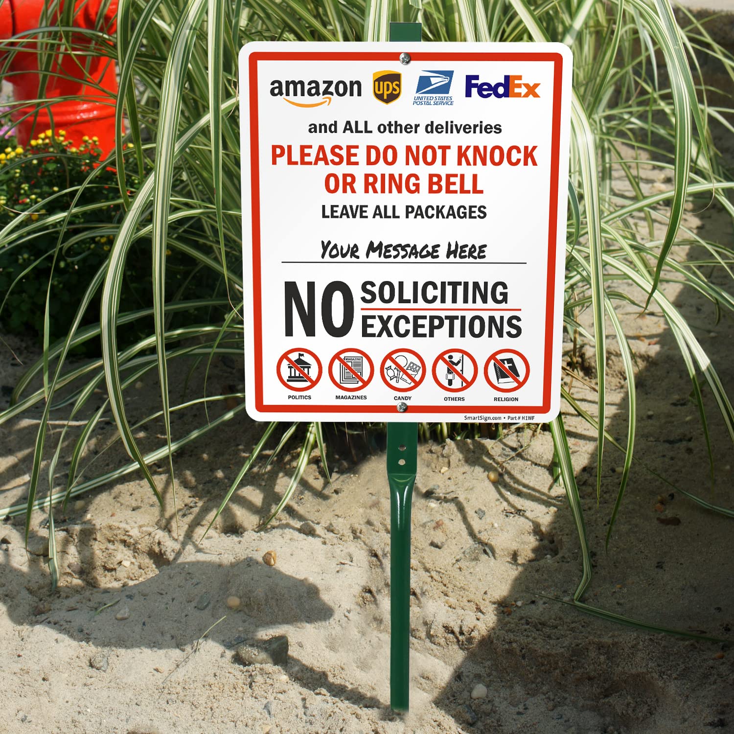 SmartSign Cartello da cantiere con scritta "Leave Packages Here - All Deliveries Do Not Knock/Ring Bell, No Soliciting", in alluminio laminato antiruggine da 40 mil, altezza 91,4 cm, realizzato negli