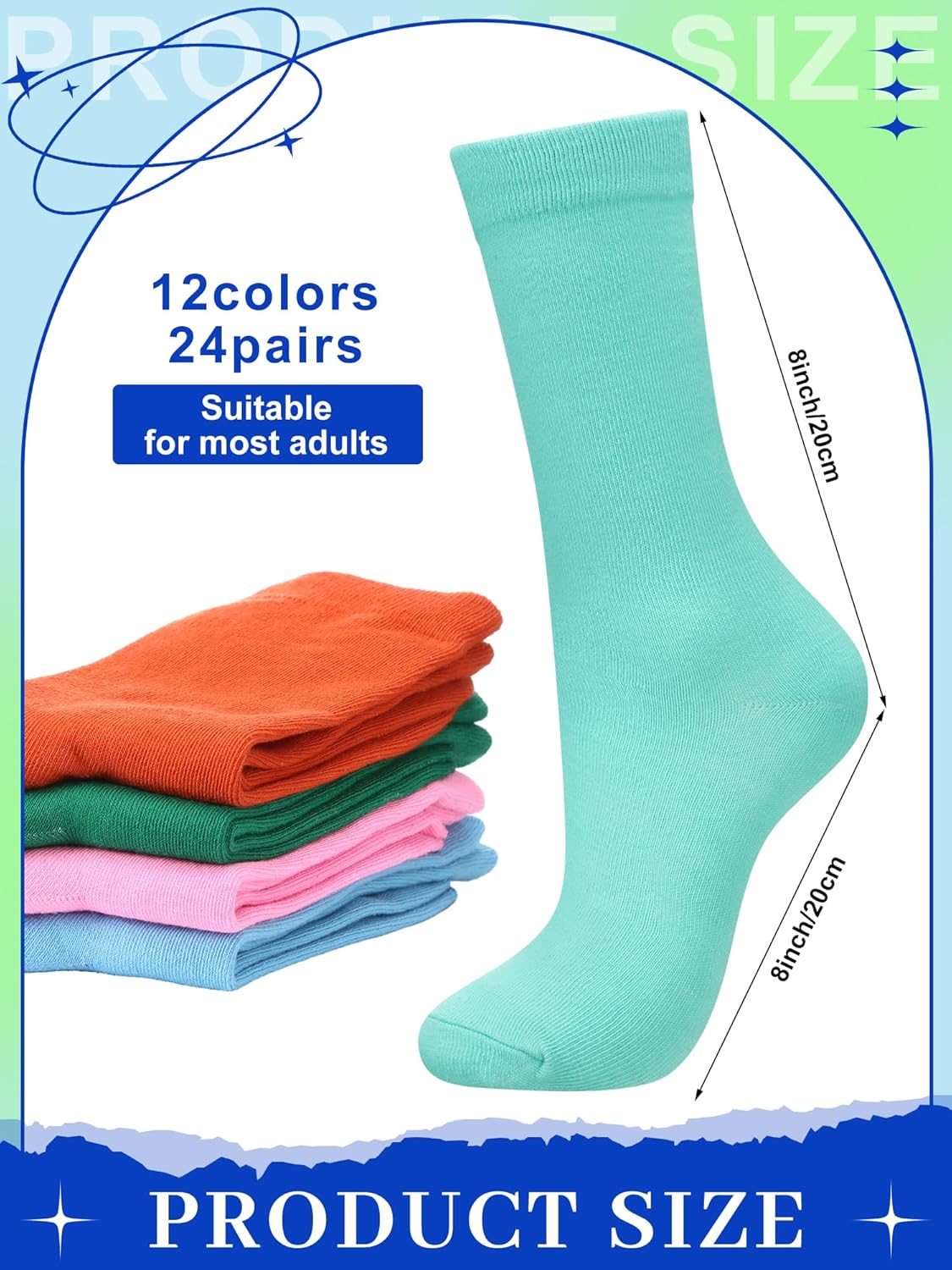 Liitrsh 24 Pairs Thank You Gifts Socks Unisex Colorful Socks Running Socks Novelty Appreciation Gifts Funny Thanks Phrase Novelty Crew Socks for Women Men - Image 3