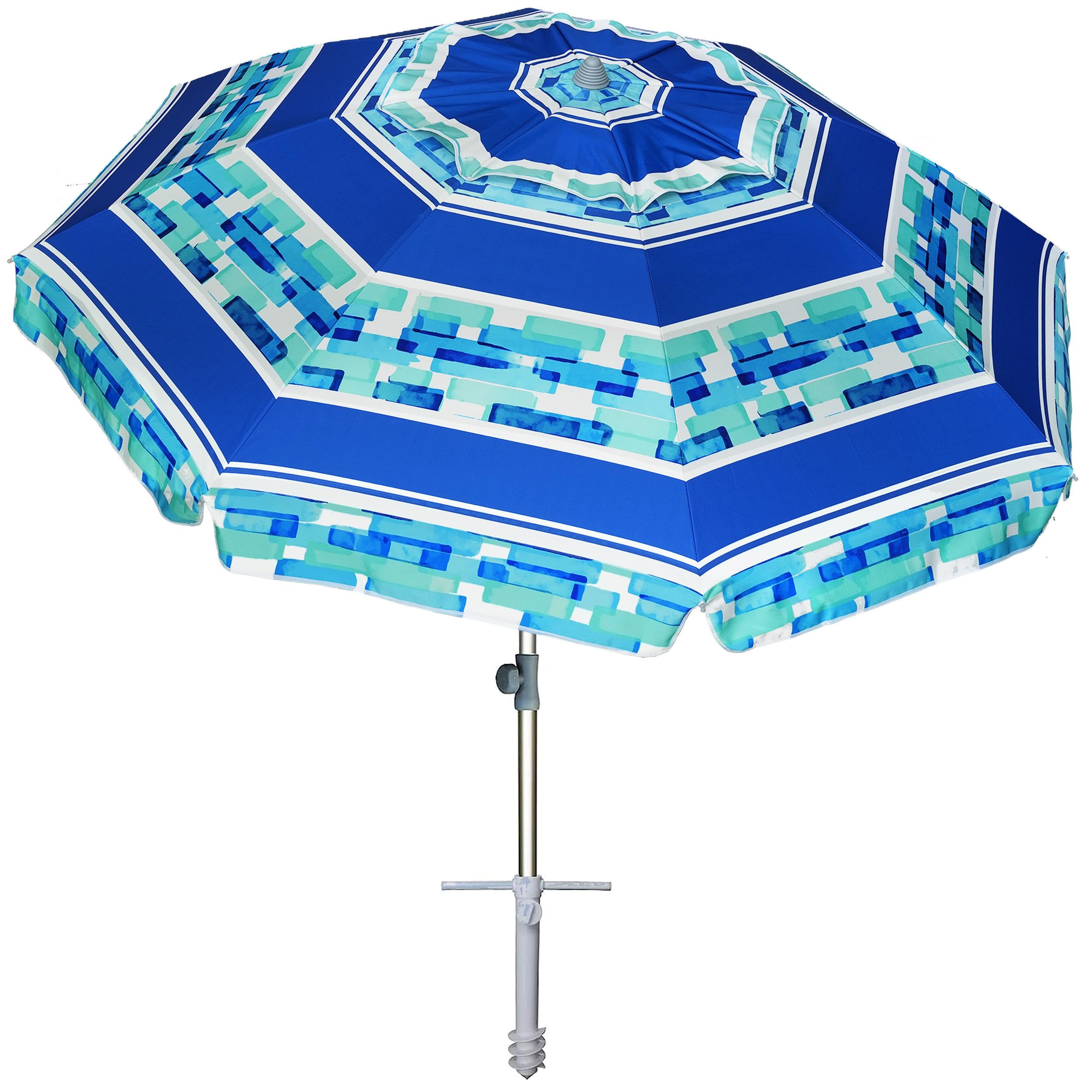 AMMSUN 7ft Heavy Duty Windproof Portable Beach Umbrella with Sand Anchor,Adjustable Height with Tilt Aluminum Pole, Portable UV 50+ Protection Carry Bag for Patio Garden Beach Pool Backyard