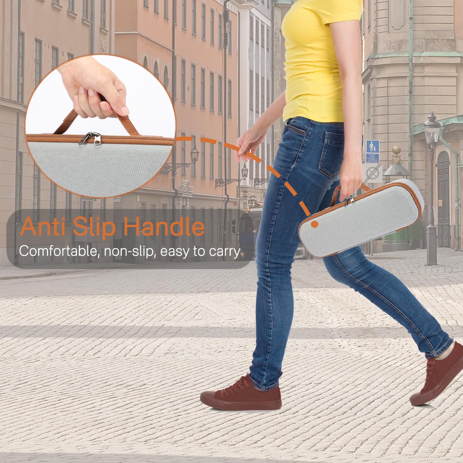 RAIACE Estuche rígido de Almacenamiento Compatible con la Bolsa de Viaje para el alisador Dyson Airstrait. (Solo Estuche)-Gris