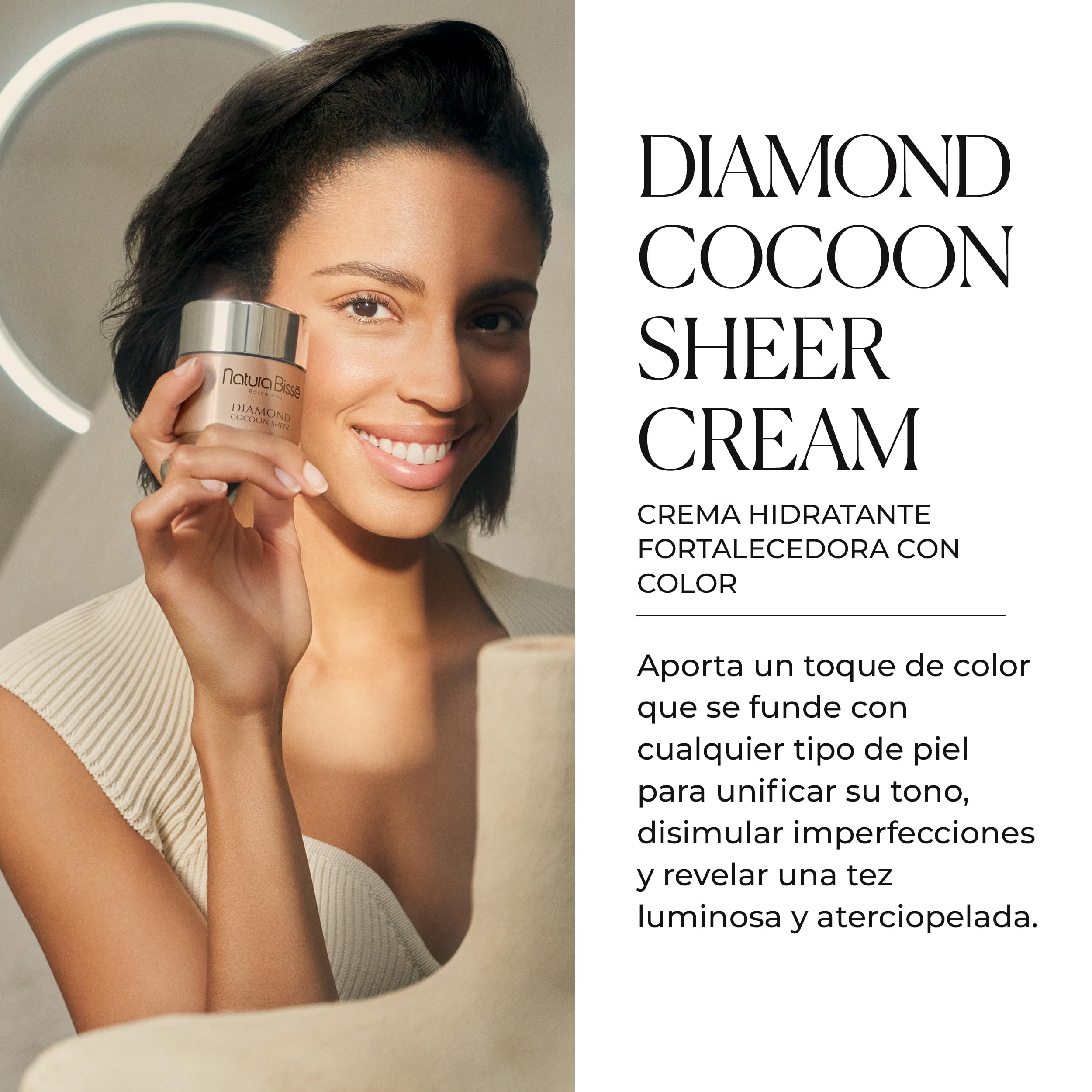 Natura Bissé Diamond Cocoon Sheer Cream SPF 30 PA++ | Crema Hidratante Fortalecedora con Color y Protección | Protector Solar Facial Antiedad | 50 ml