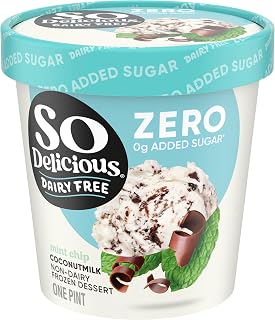 So Delicious Dairy Free Mint Chip Coconut Milk Frozen Dessert - No Sugar Added, Vegan, Non-GMO, 1 Pint