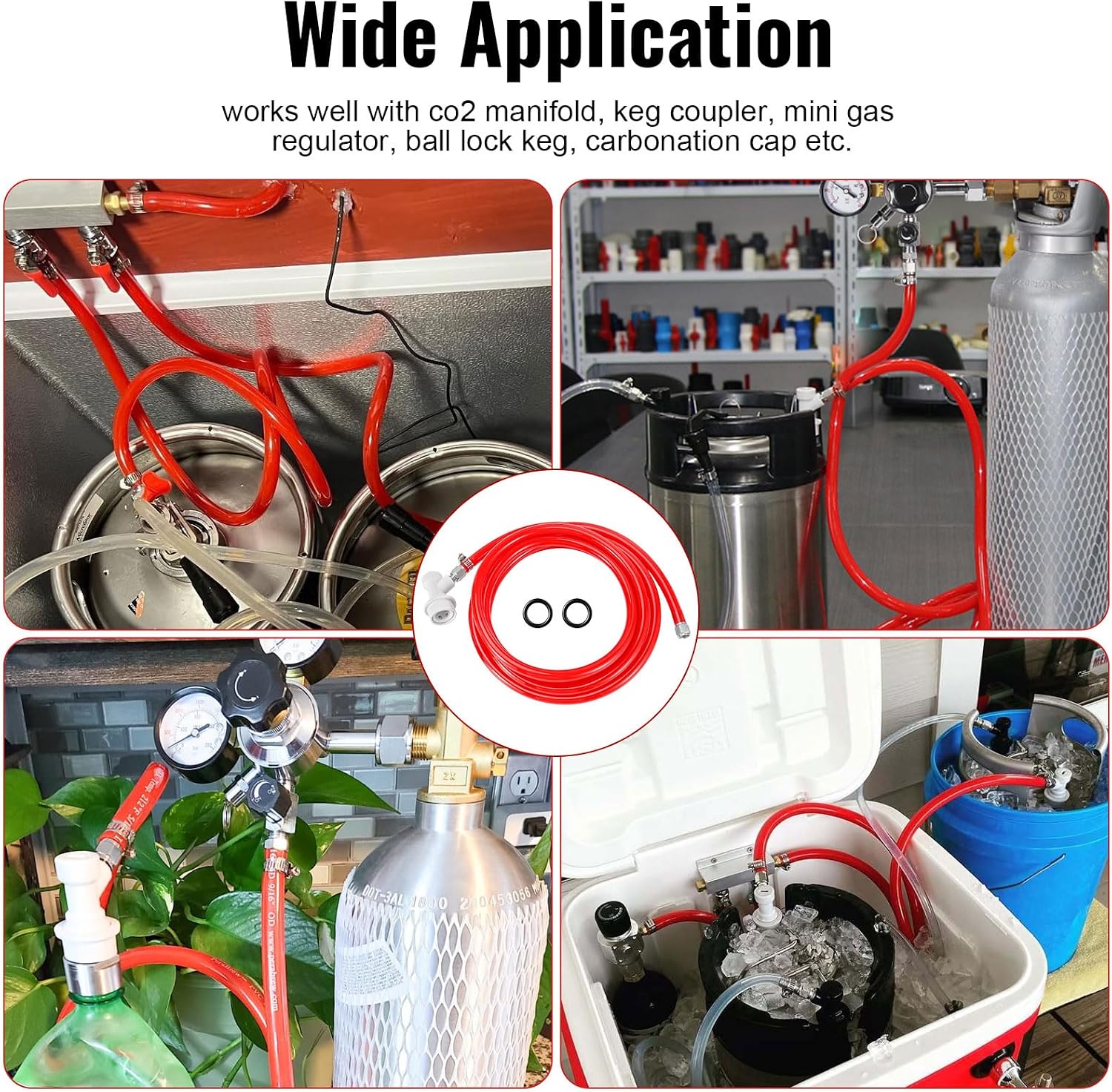 Ball Lock Gas Line Assembly, 5 FT Co2 Gas Line Tubing for Kegerator