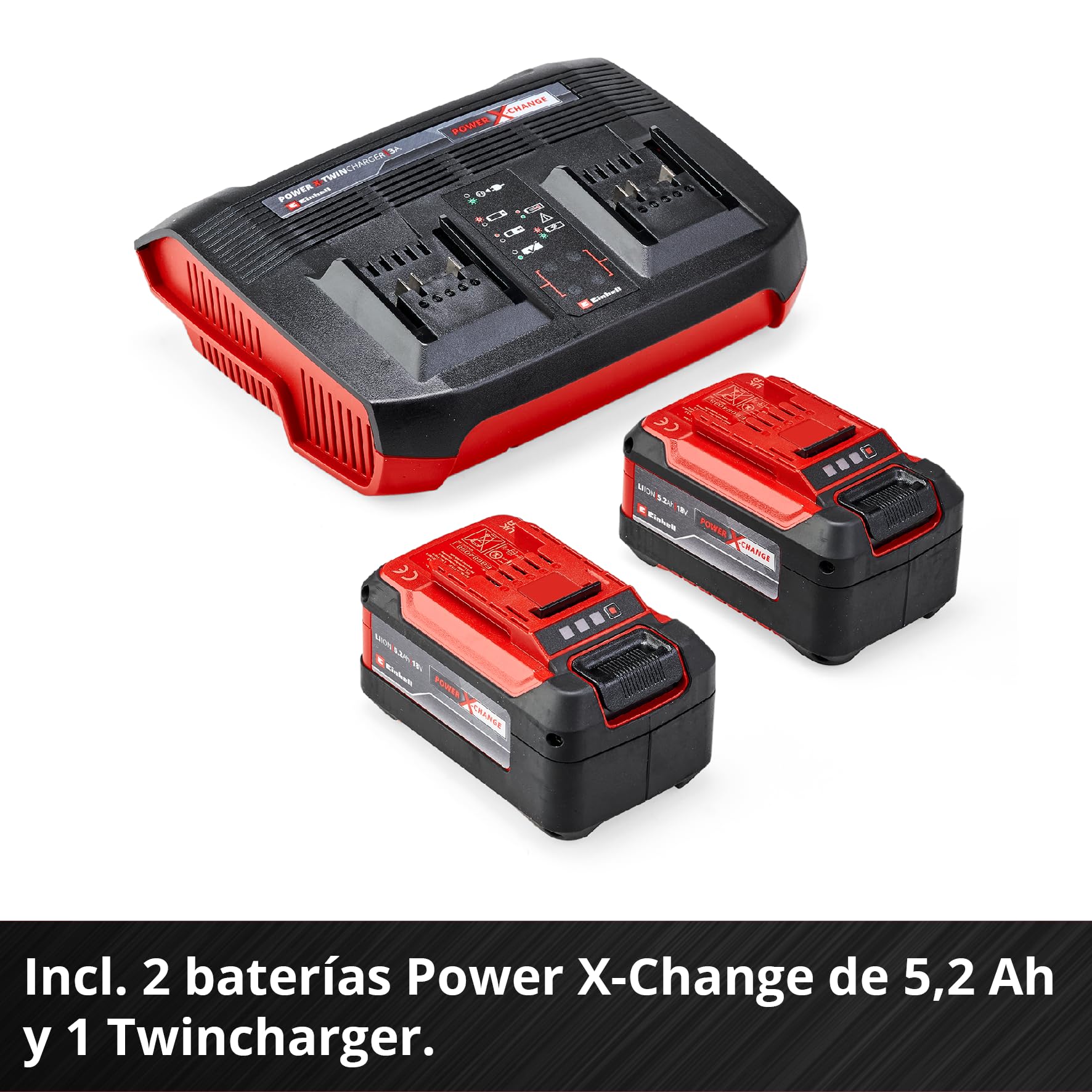 Einhell Kit de cortacésped con batería RASARRO 36/42 Power X-Change (36V, 42cm Anchura Corte, hasta 725m2, sin escobillas, Cesta colectora 50l, función de mantillo, Incl. 2 5,2 Ah, 1 Cargador Gemelo)
