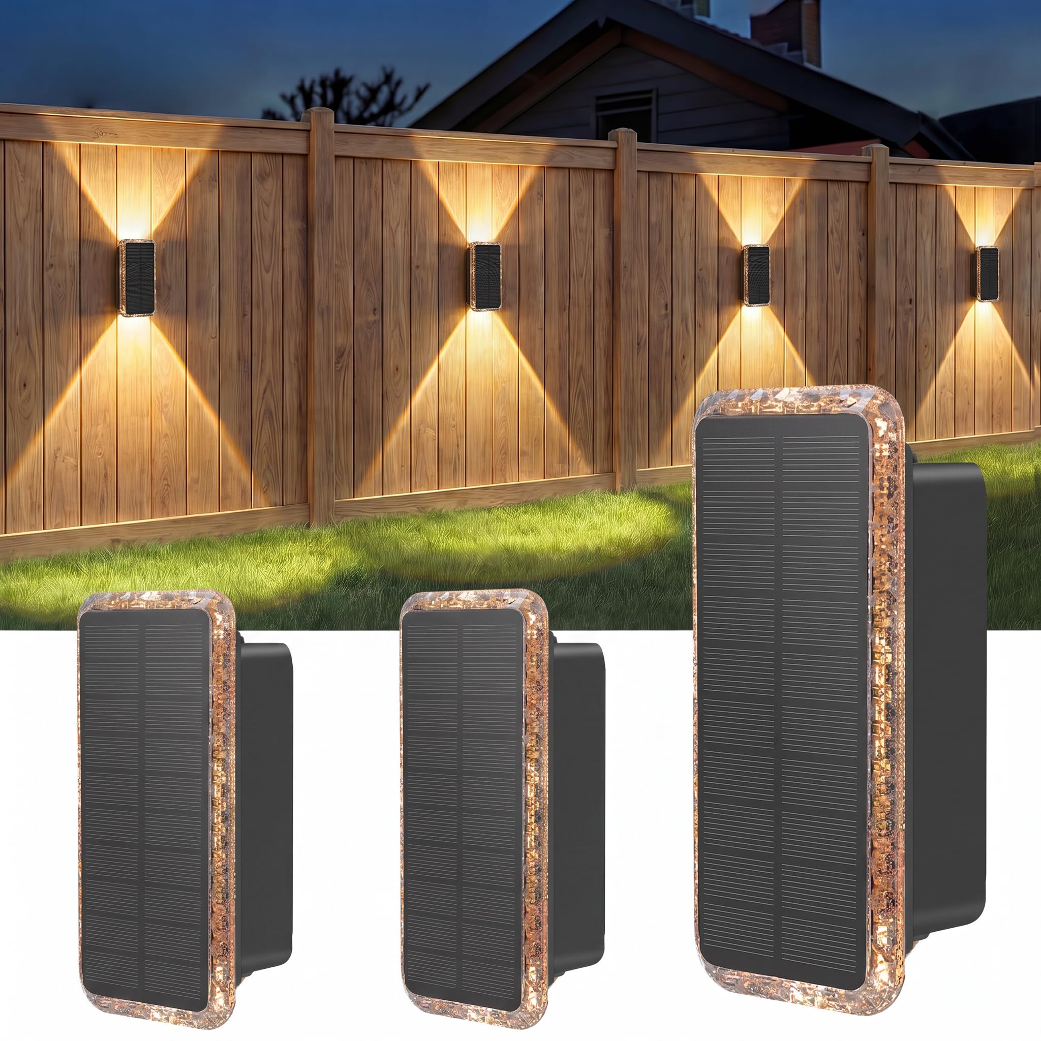 vighep Solar Fence Lights Outdoor Garden, 3 Pack Up and Down Solar Wall Lights, 5 Colour Temperatures 3000K-6000K, IP65 Waterproof Dusk to Dawn Garden Decor for Front Door Gate Porch