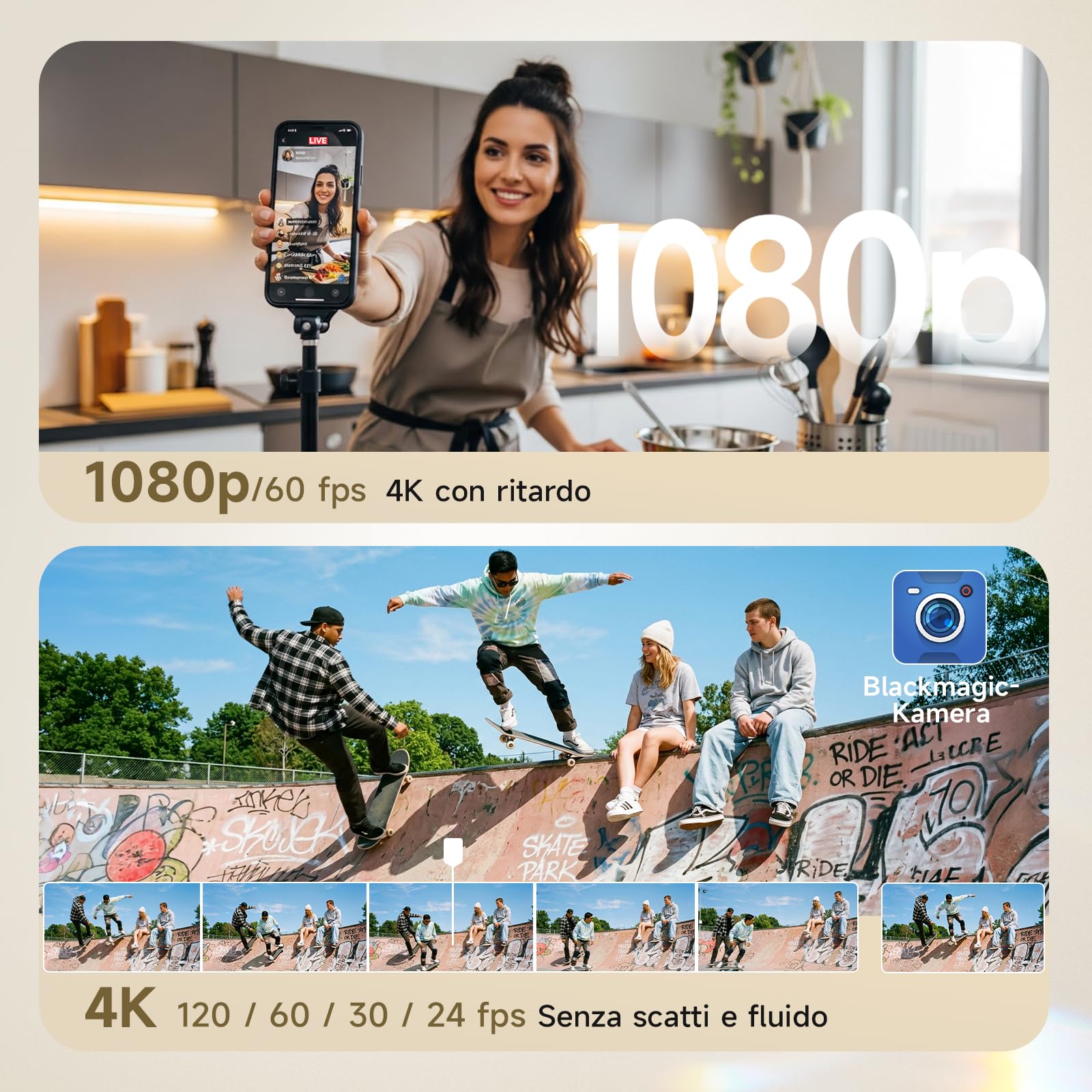Selfie Monitor Schermo per Telefono, Rollei Easy Creator Selfie Monitor 3,97" per Fotocamera Posteriore Compatibile con iPhone e Android per TikTok Live Streaming Magnetico-Telefono-Fotocamera-Schermo