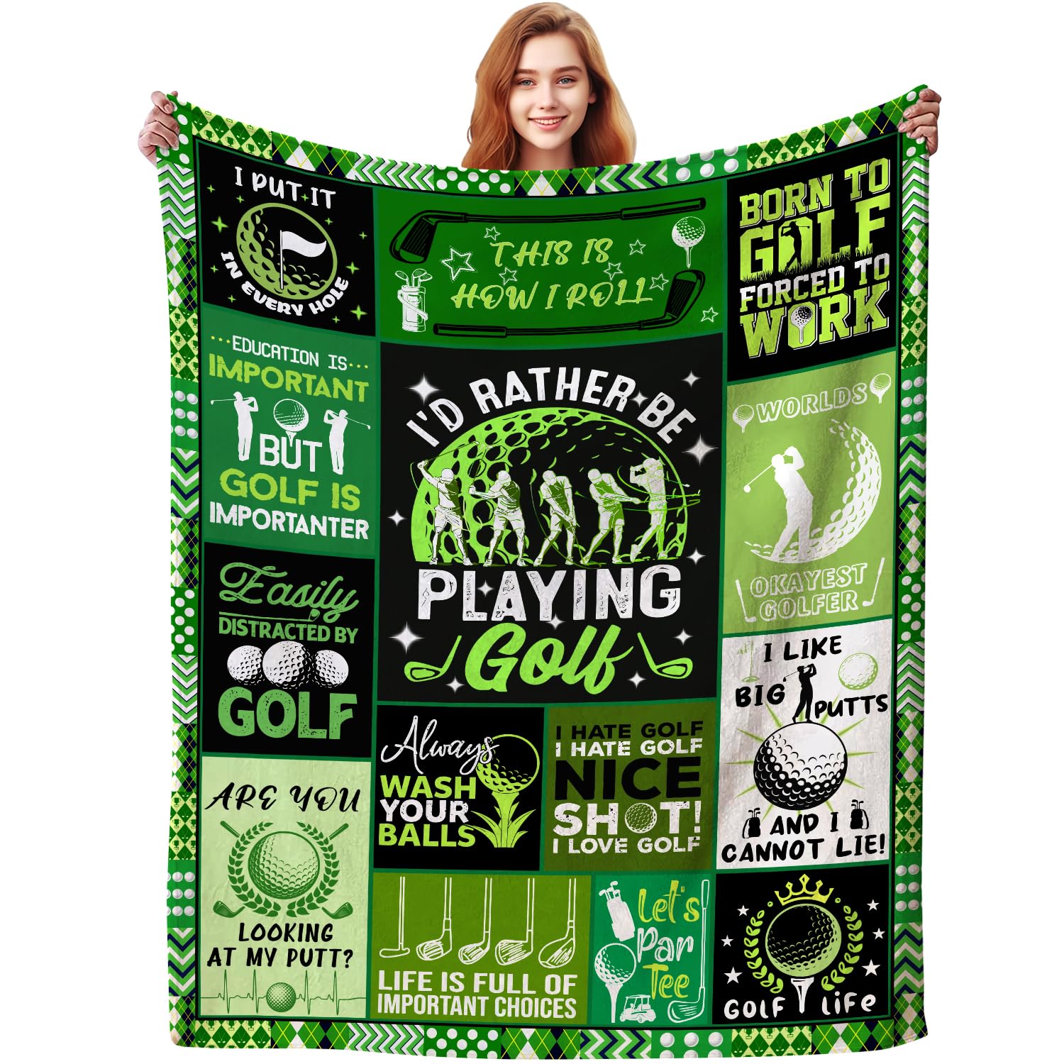 ZABAOBO Golf Blanket Gifts for Men Women,Golf Accessories Stuff Sport Throw Blankets,Cool Golfing Gifts for Golfers Lovers 50"X 40" INCH