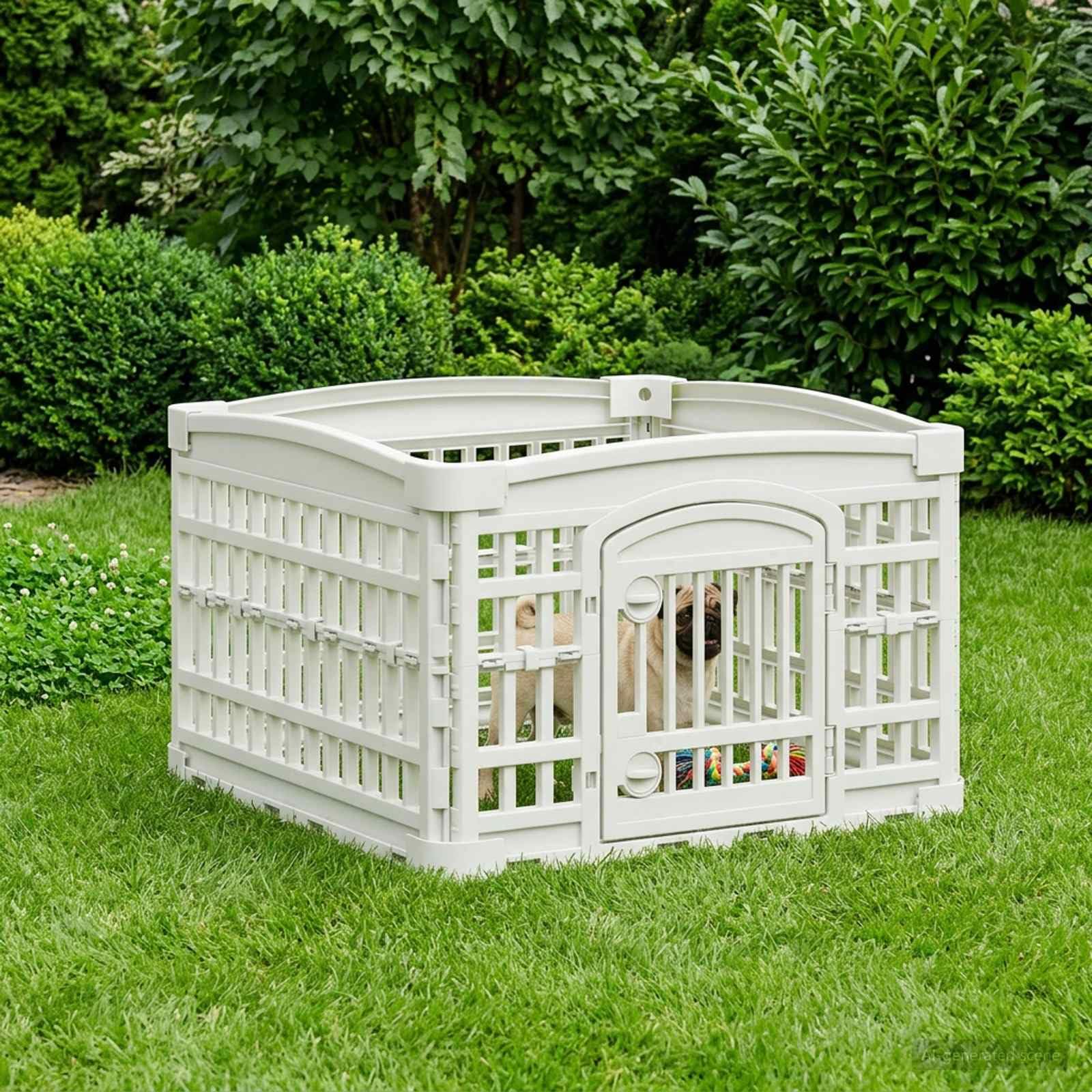 Generico Parco Giochi per Cani a 4 Pannelli 63 x 63 x 40 cm Plastica,Box per animali-42027213