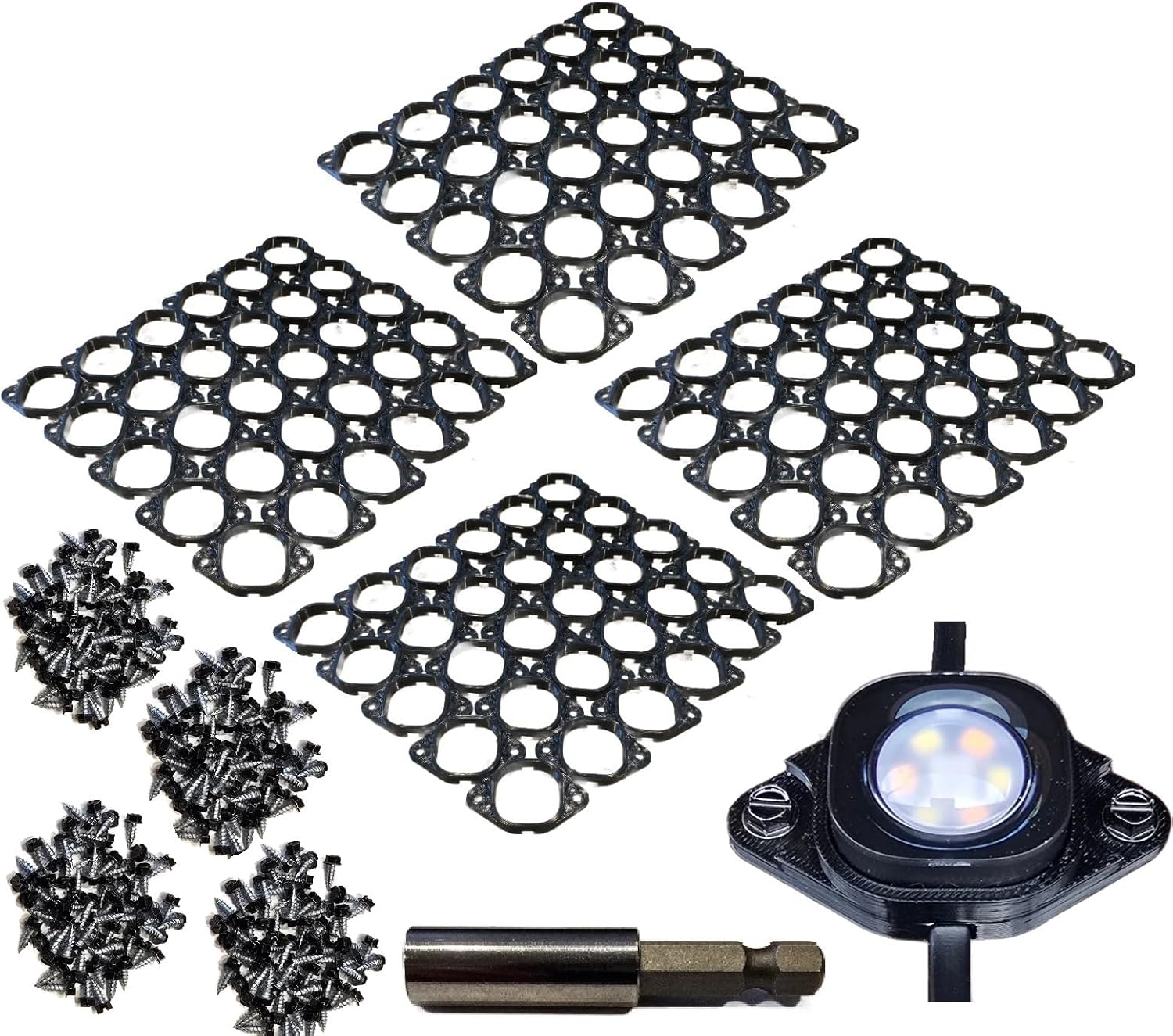 Muzzys (120 Black Mounts) Premium Mounting Bracket Install Kit FITS Govee 200 Foot Pro Permanent Outdoor LED Lights H706C with Screws and Drill Bit Driver Christmas Roof Soffit Fascia Installation Ft