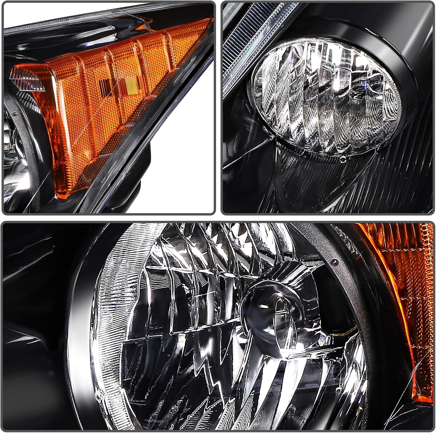 Automotive Headlight Assembly - Driver and Passenger Side Headlamp Compatible with 2011-2014 for Hyundai Sonata Chrome Housing Clear Corner Replace 20681601 HO2503129 20681501 HO2502129