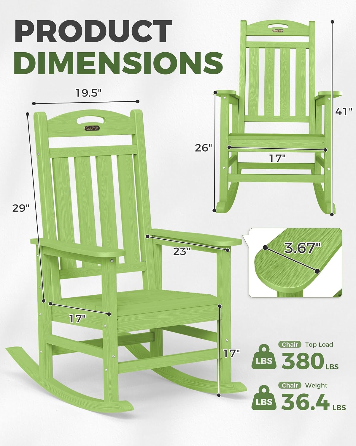 Rocking Chair Outdoor, Oversized Patio Rocking Chair, All Weather thumbnail