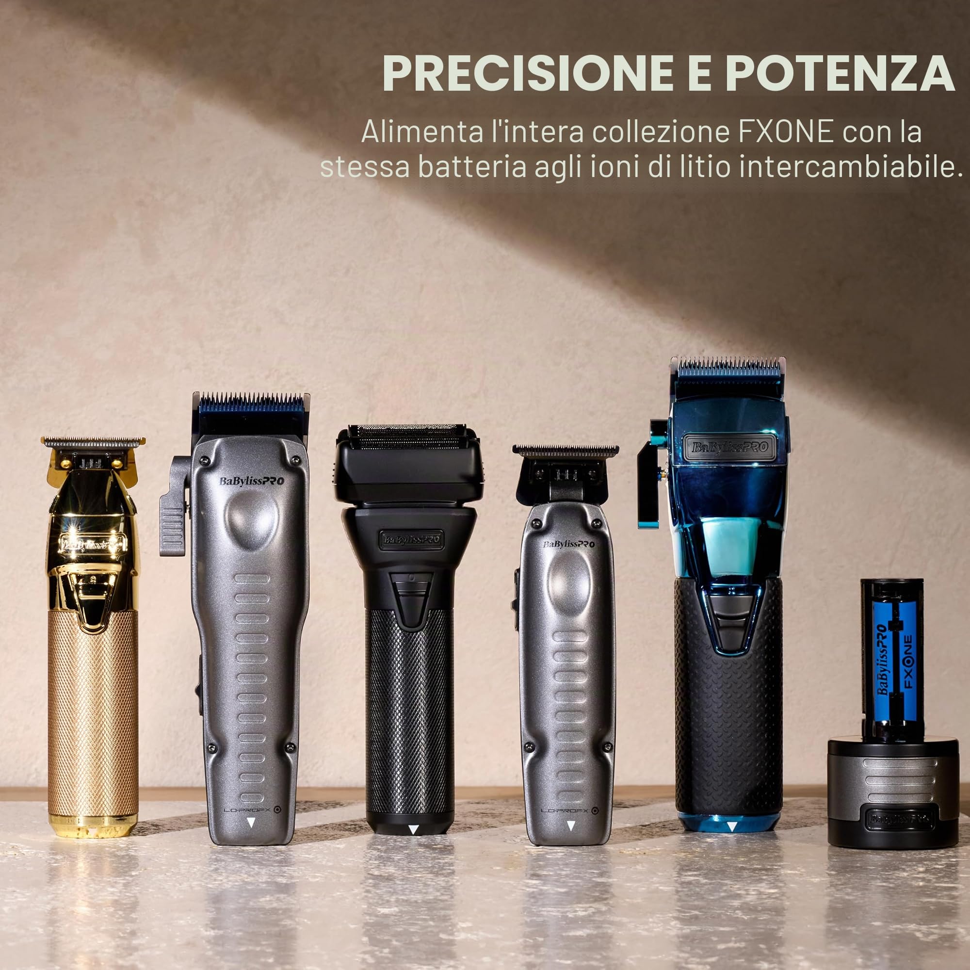 BaBylissPRO Tagliacapelli ad alte prestazioni FXONE LO-PROFX con batteria intercambiabile, 8 pettini e lama in metallo