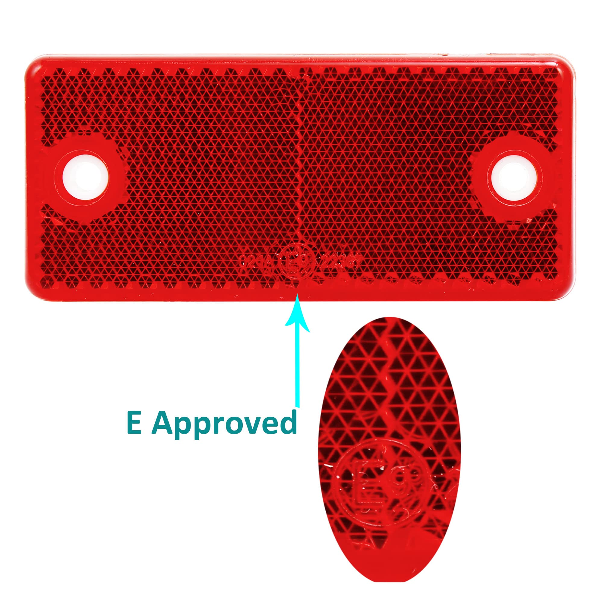 Riflettore Rettangolari Avvitare Rosso per Rimorchio, Catarifrangente Rettangolare Rosso Posteriore per Auto Rimorchio Caravan con E-Mark, 90x40x8mm（Rosso-Rettangolari-Avvitare-2Pezzi） - 5