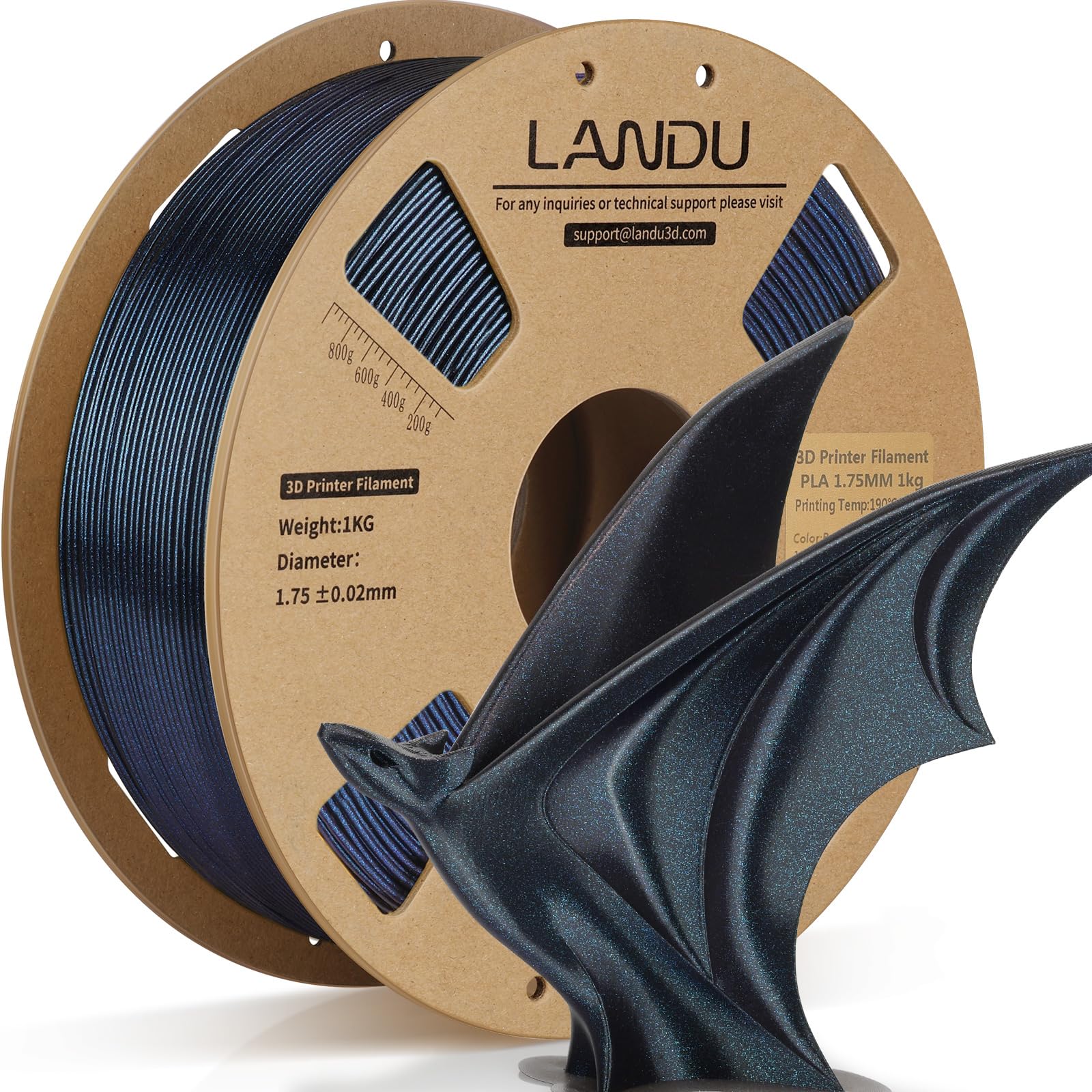LANDU Chameleon PLA Filament 1.75mm Burnt Titanium 1KG, 3D Printer Filament Cardboard Spool(2.2lbs), Dimensional Accuracy ± 0.02mm, Neatly Wound PLA 3D Printing Filament Fits for Most FDM 3D Printers-picture-11