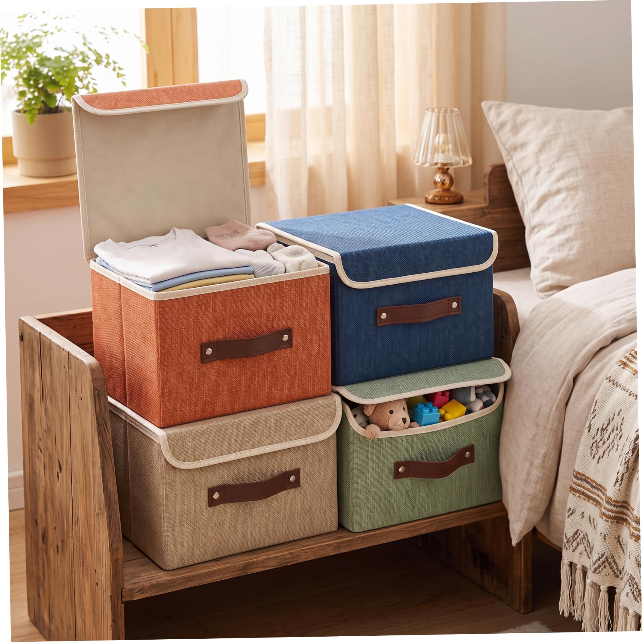 Organizzatore per vestiti 4 pezzi Contenitori impilabili 15x10x10 pollici con maniglia