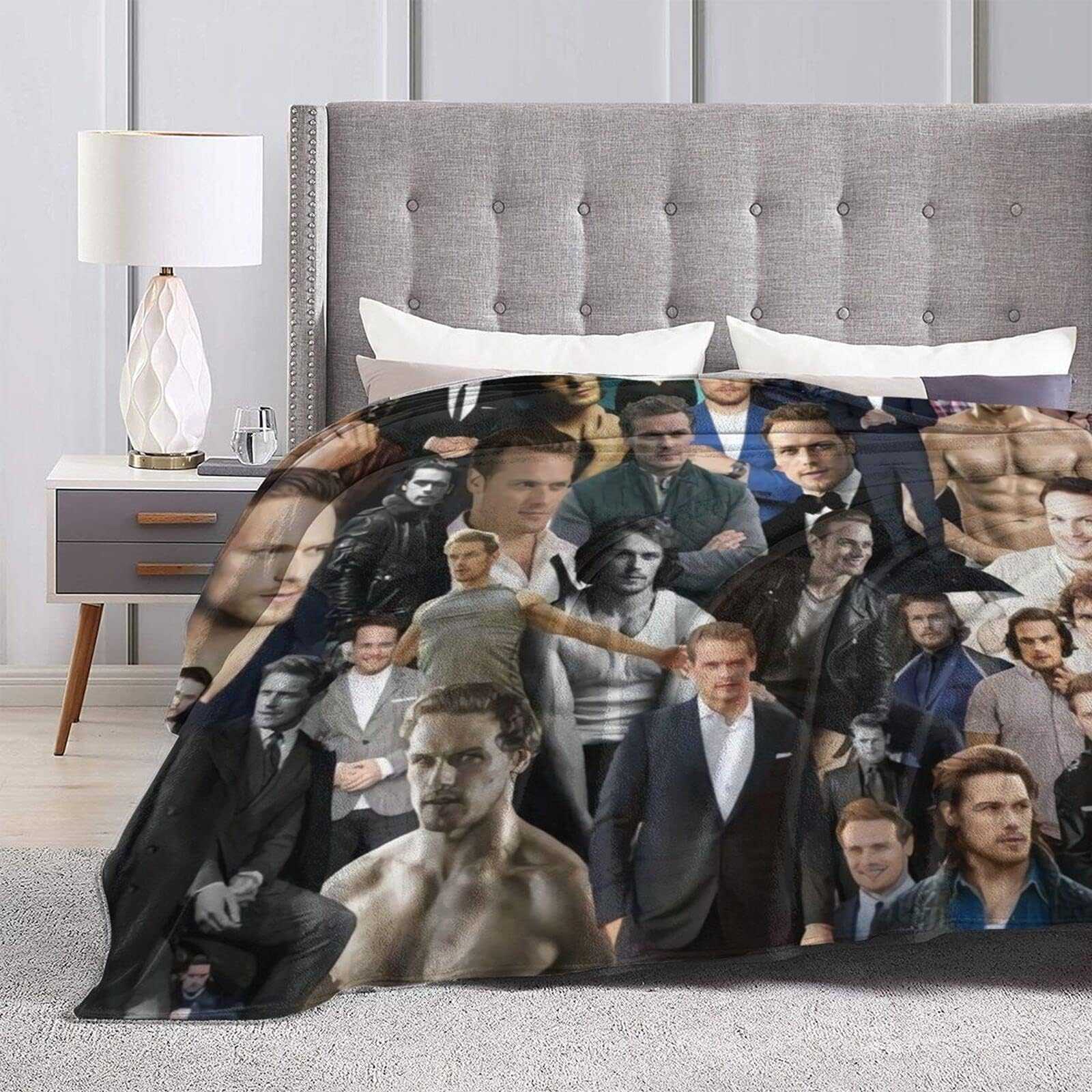 Sam Heughan Blanket Throw Blankets Ultra Soft Flannel Lightweight Throws for Couch, Bed, Plush Fuzzy Flannel Microfiber Warm Thermal Blanket All Seasons Use 60X50 in