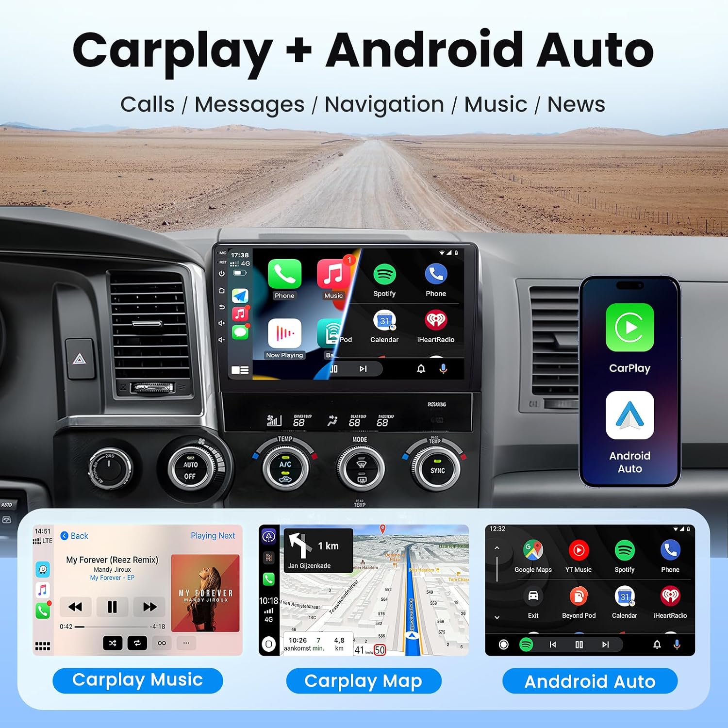 8-Core for Toyota Tundra 2007-2013 Sequoia 2008-2018 Radio Stereo Upgrade: Android 15 Head Unit Car Accessories, 10.1" IPS Touch Screen Wireless CarPlay Android Auto Bluetooth GPS DSP Backup Camera
